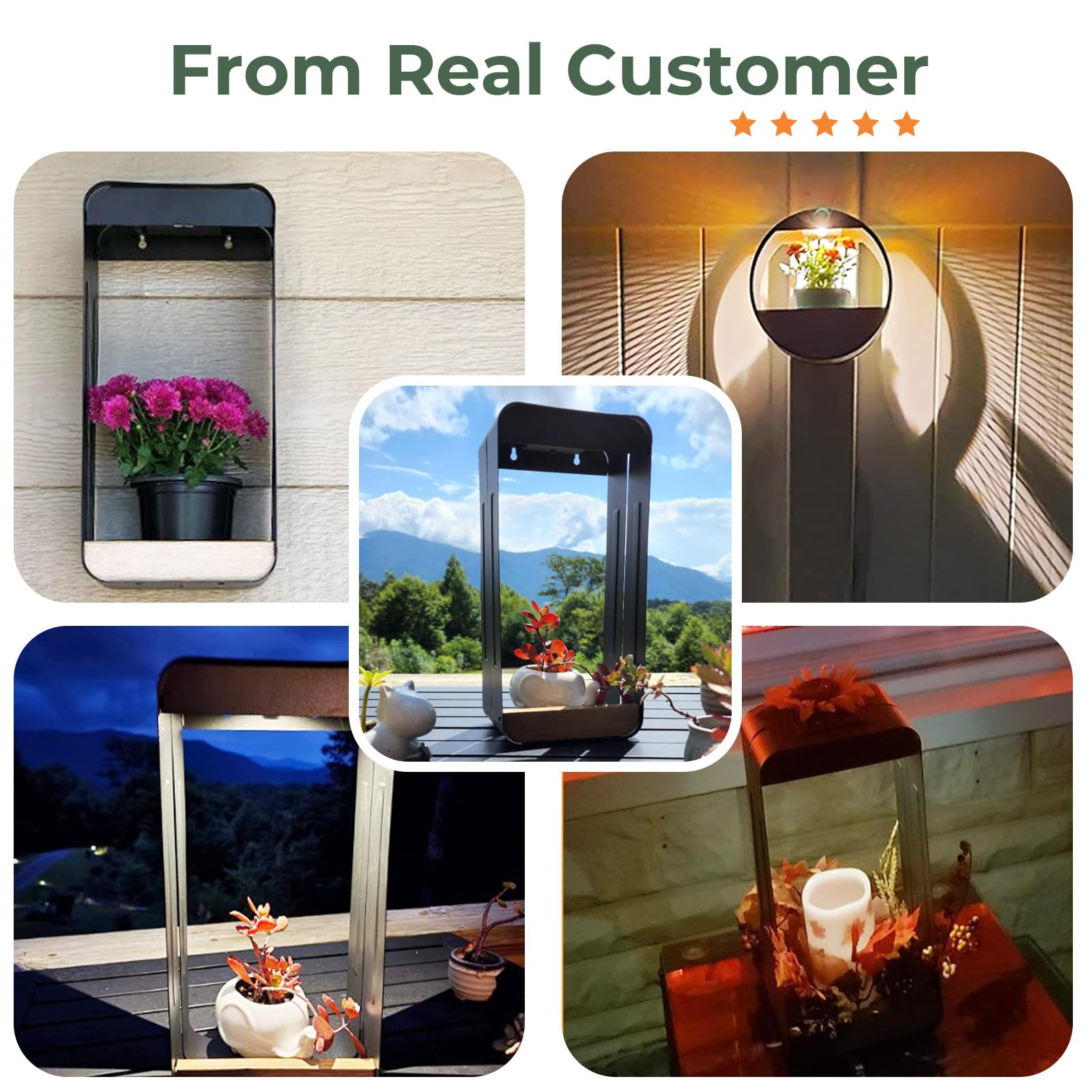 Grand patio LED Solar Power Wall Sconce - Waterproof Black L-Rectangle Planter Light, Model LED Light-010 for Porch & Patio