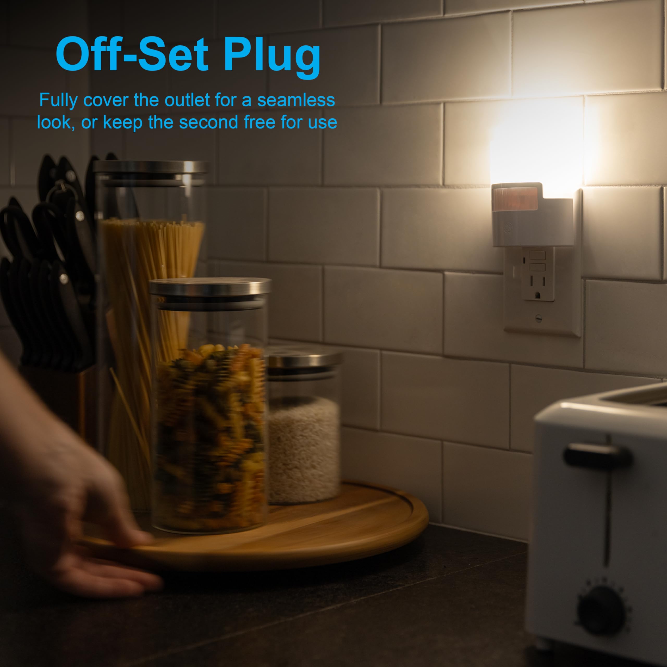 GE Home Electrical LED Motion Sensor Night Light, 40 Lumens, Warm White, 2 Pack, UL-Certified, Energy Efficient, Plastic
