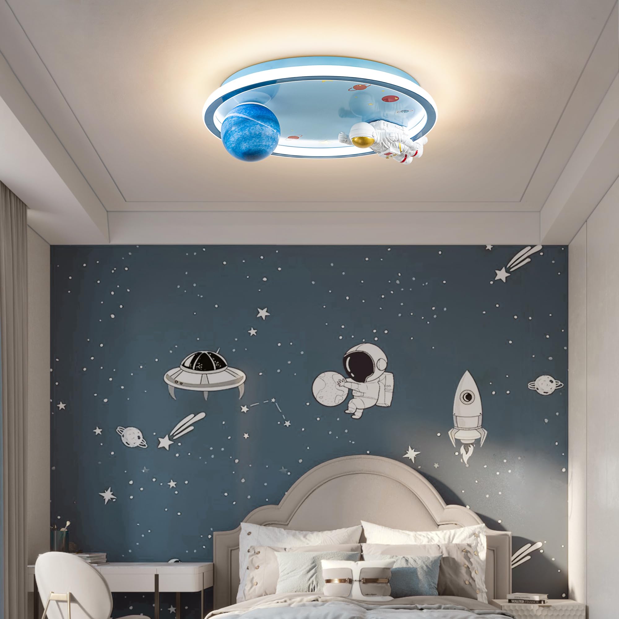 Shine Luest Astronaut Ceiling Light Fixture 20 Dimmable Kids Flush Mount Ceiling Lights For Bedroom Led Chandelier 3000K-6000K W