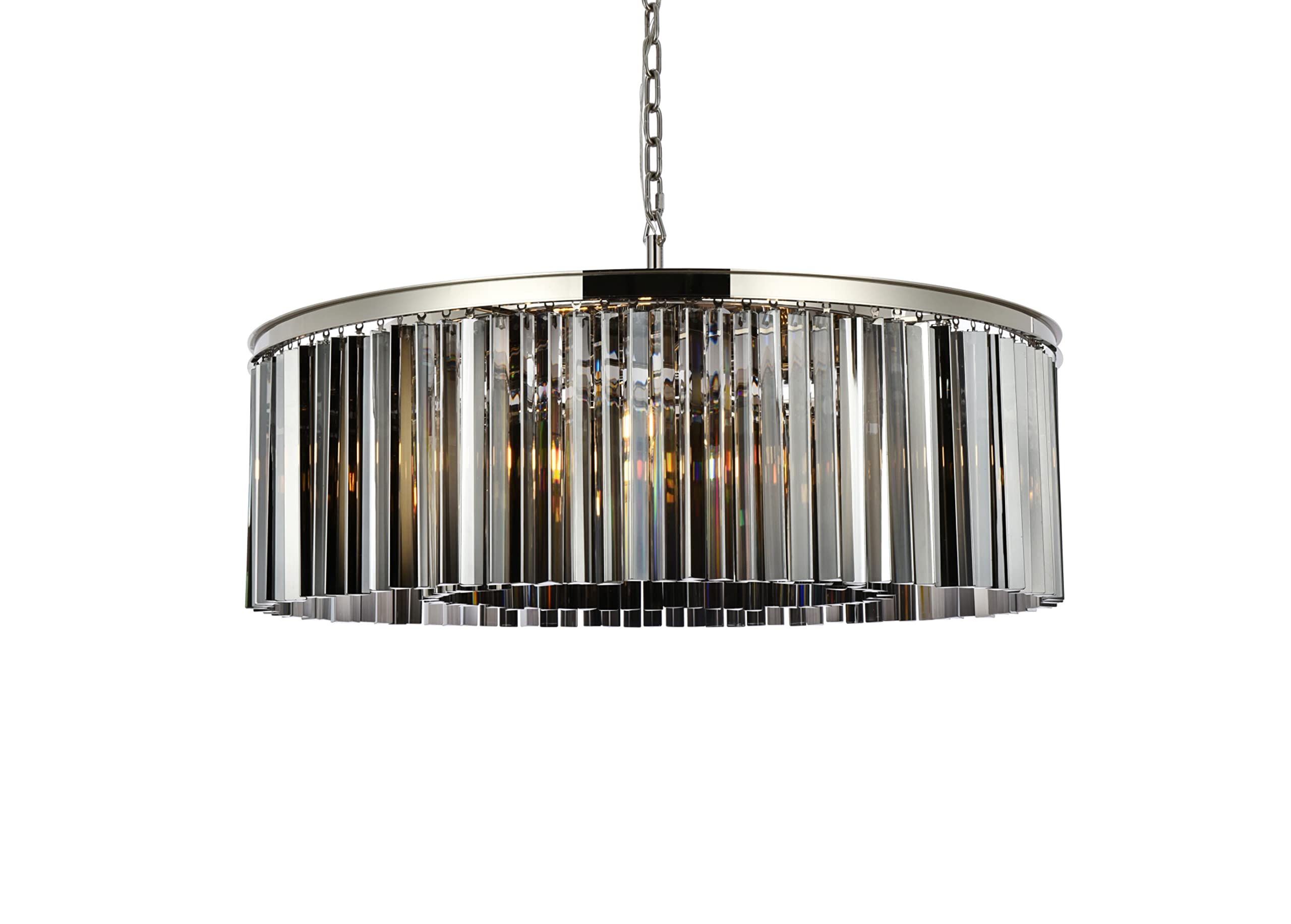 Elegant Lighting Sydney Collection 10-Light Pendant Lamp with Royal Cut Silver Shade Crystals, Polished Nickel Finish