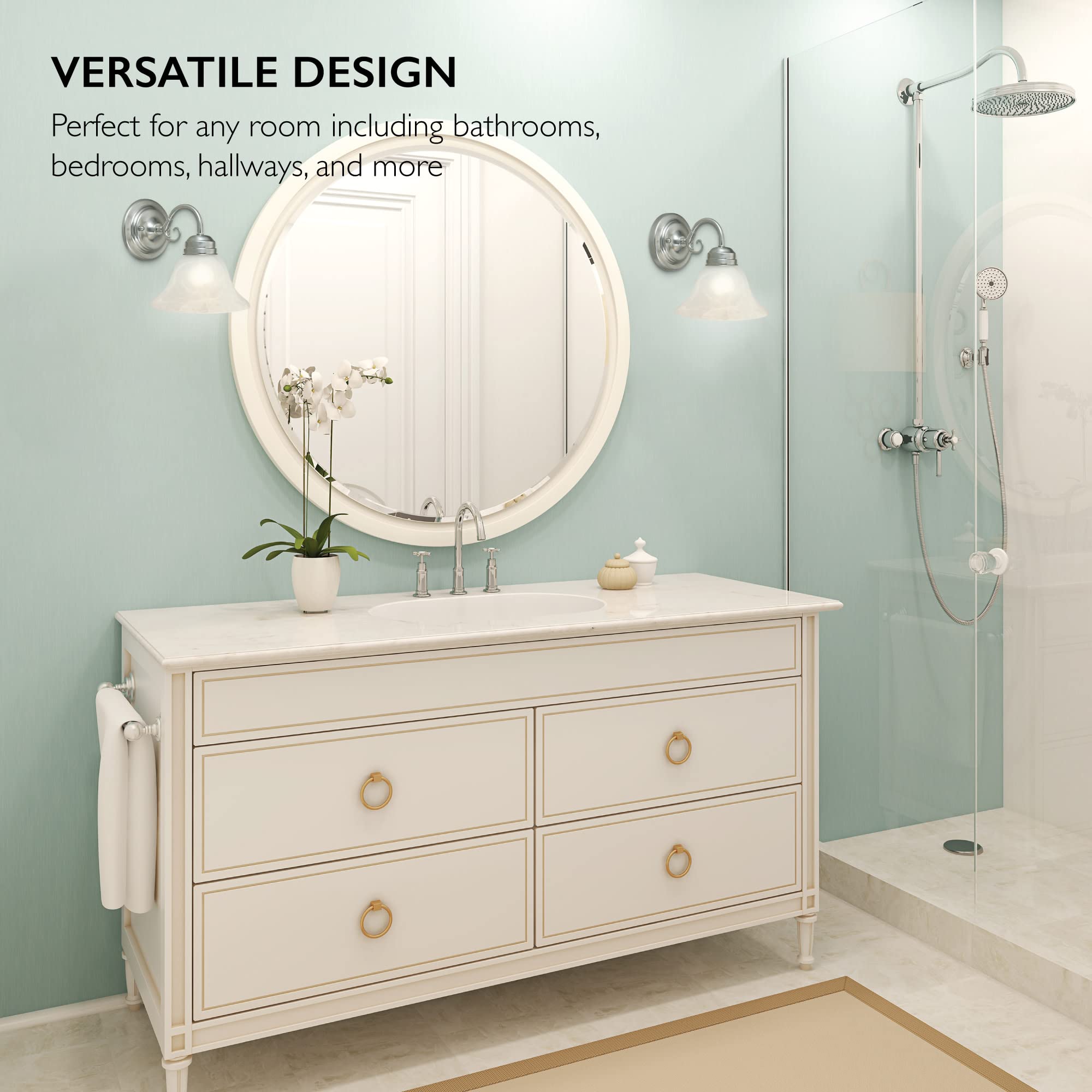 Design House 511618 Millbridge Wall Light Traditional 1-Light Indoor Dimmable Light With Alabaster Glass For Bathroom Hallway Fo