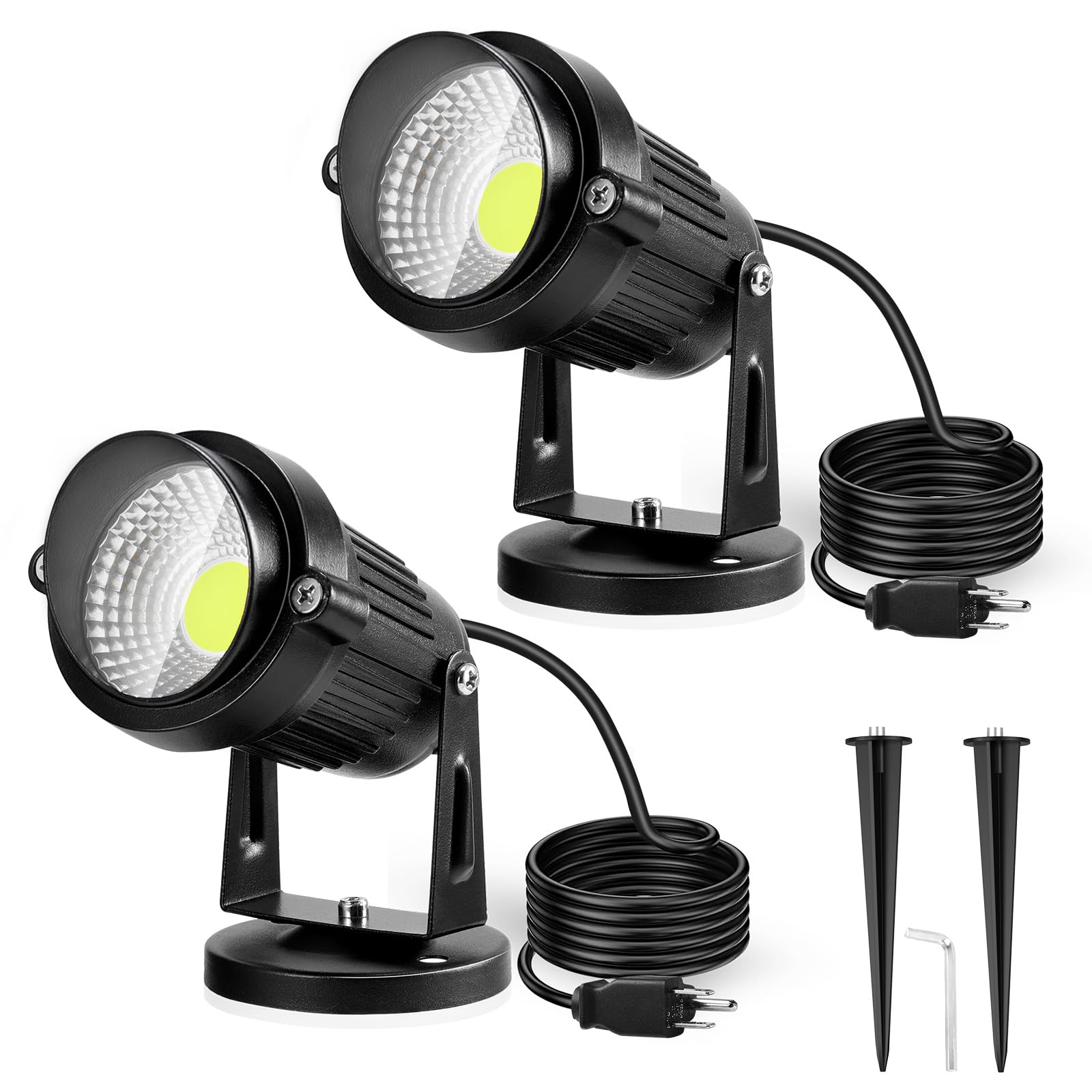 LemonBest Landscape Lights - 5W 110V Outdoor Spotlight - Waterproof IP65-3000K Cool White LED Landscape Lights - 5ft Cable for Y