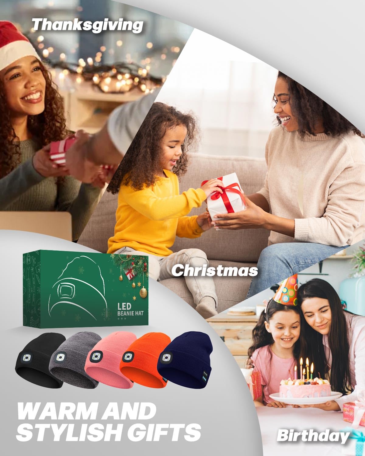MOXTOYU Bluetooth Beanie with Light, USB Rechargeable Winter Hat, Black, Model M1-BL20, Perfect for Running, Hiking, and Skiing