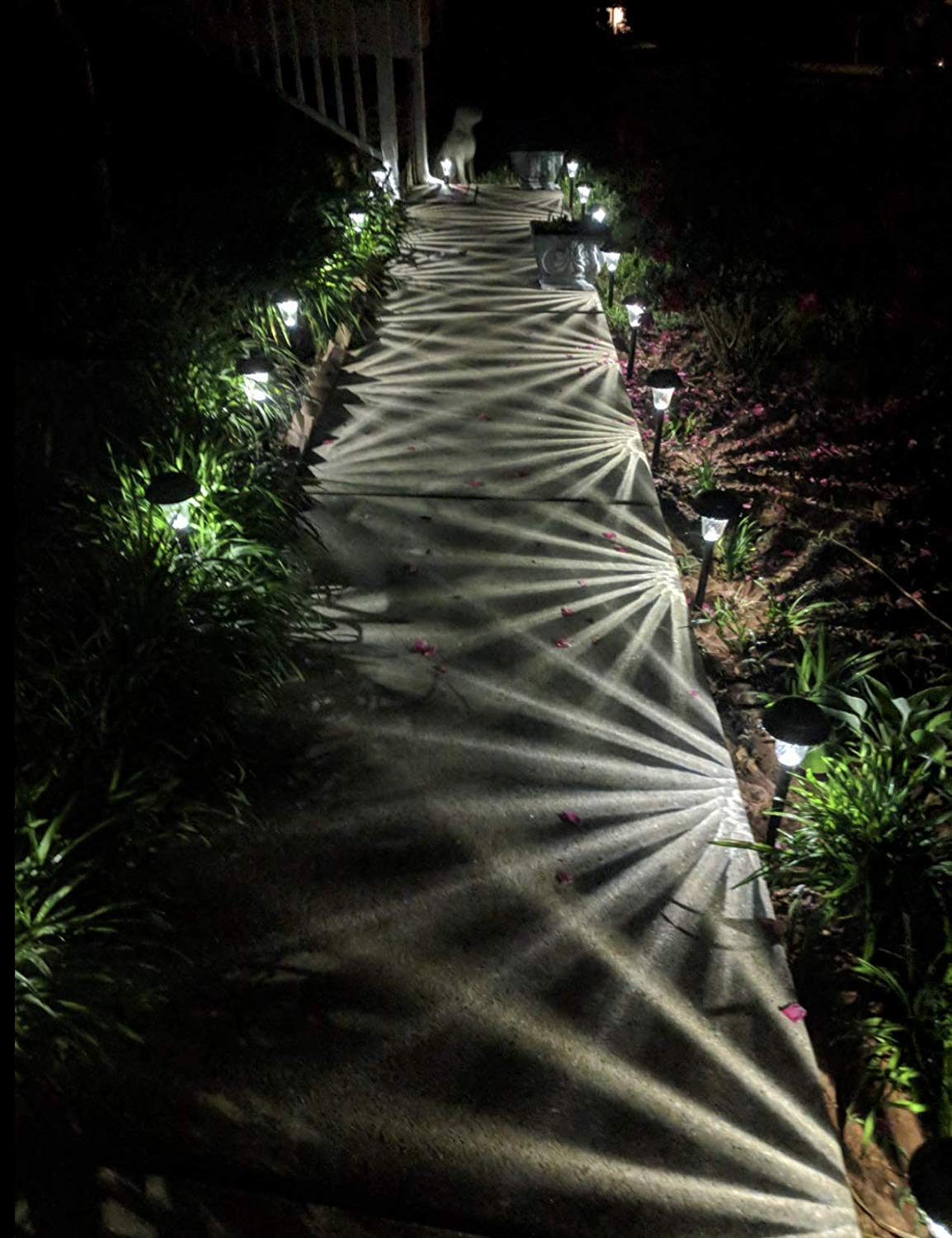 Enchanted Spaces Gray Solar Path Light Set of 6 with Glass Lens and Metal Stake, Extra-Bright LED for Garden and Walkway, Model ES1022