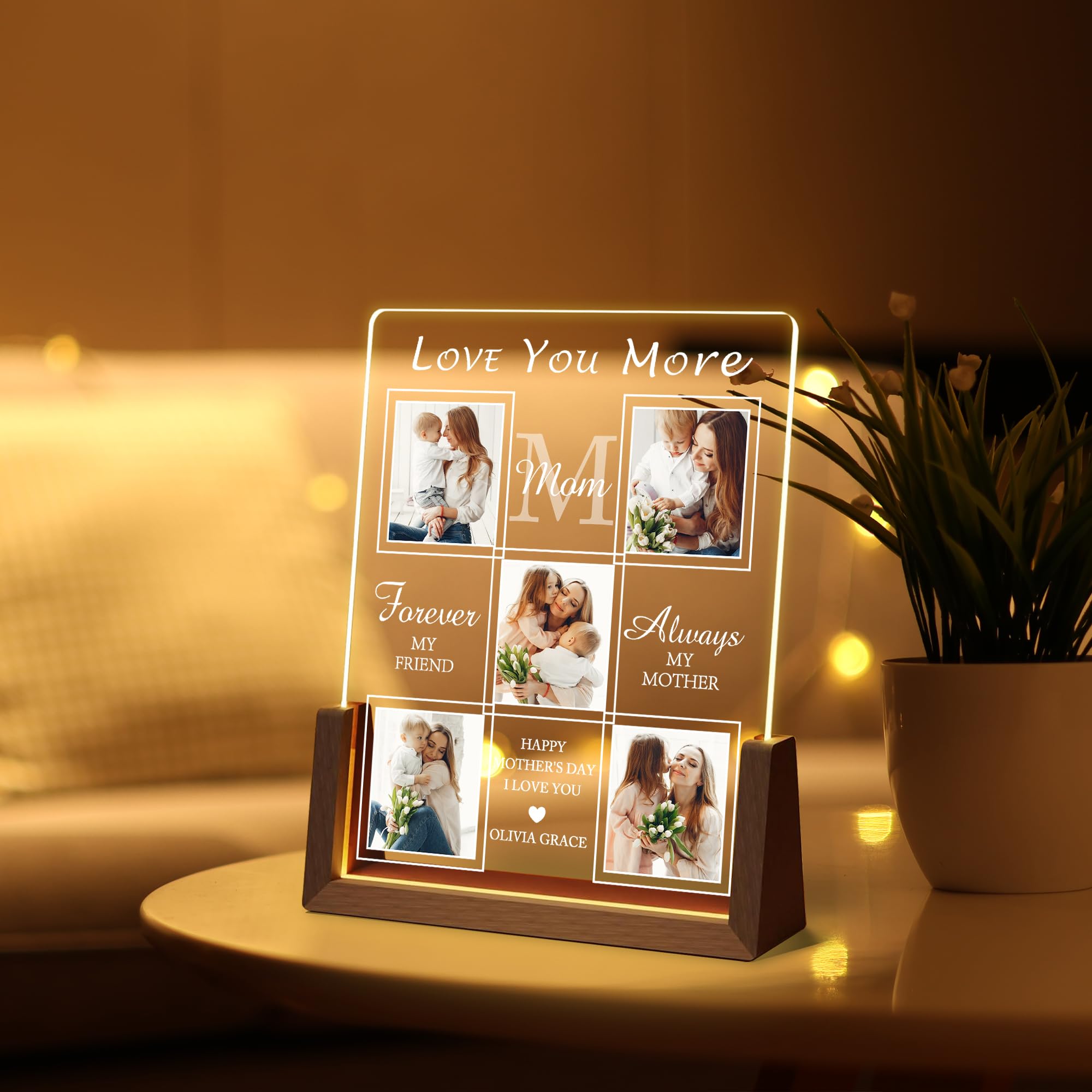 Maiwell Personalized Mom Gifts For Mothers Day From Daughter Son Husband  Custom Light Up Photo Frame With Picture Name  Customized Mothers Day Birthday Christmas Gifts For Mom Grandma Wife Women