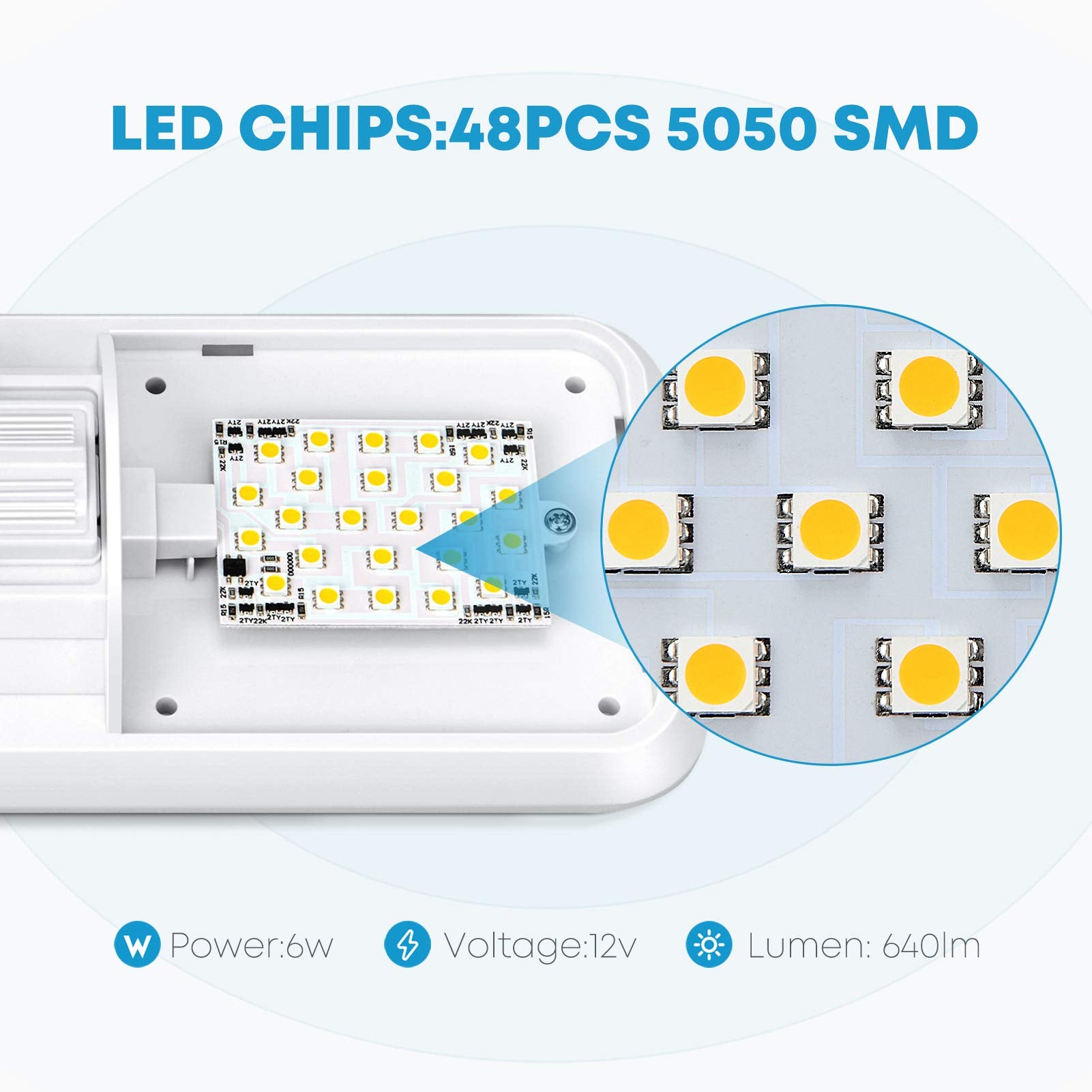 Kohree Rv Lights Interior, Upgrade 800 Lumens Rv Led Ceiling Lights, 12V Rv Lights Fixture With On/Off Switch For Rv Car Trailer