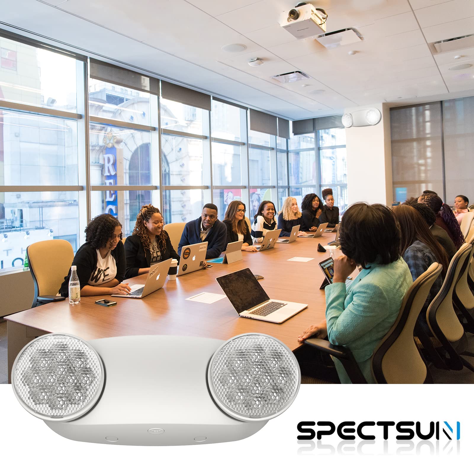 Spectsun Emergency Light 4 Pack, LED with Battery Backup, UL 924 Certified, White, Model SPJLEU5-WT-4