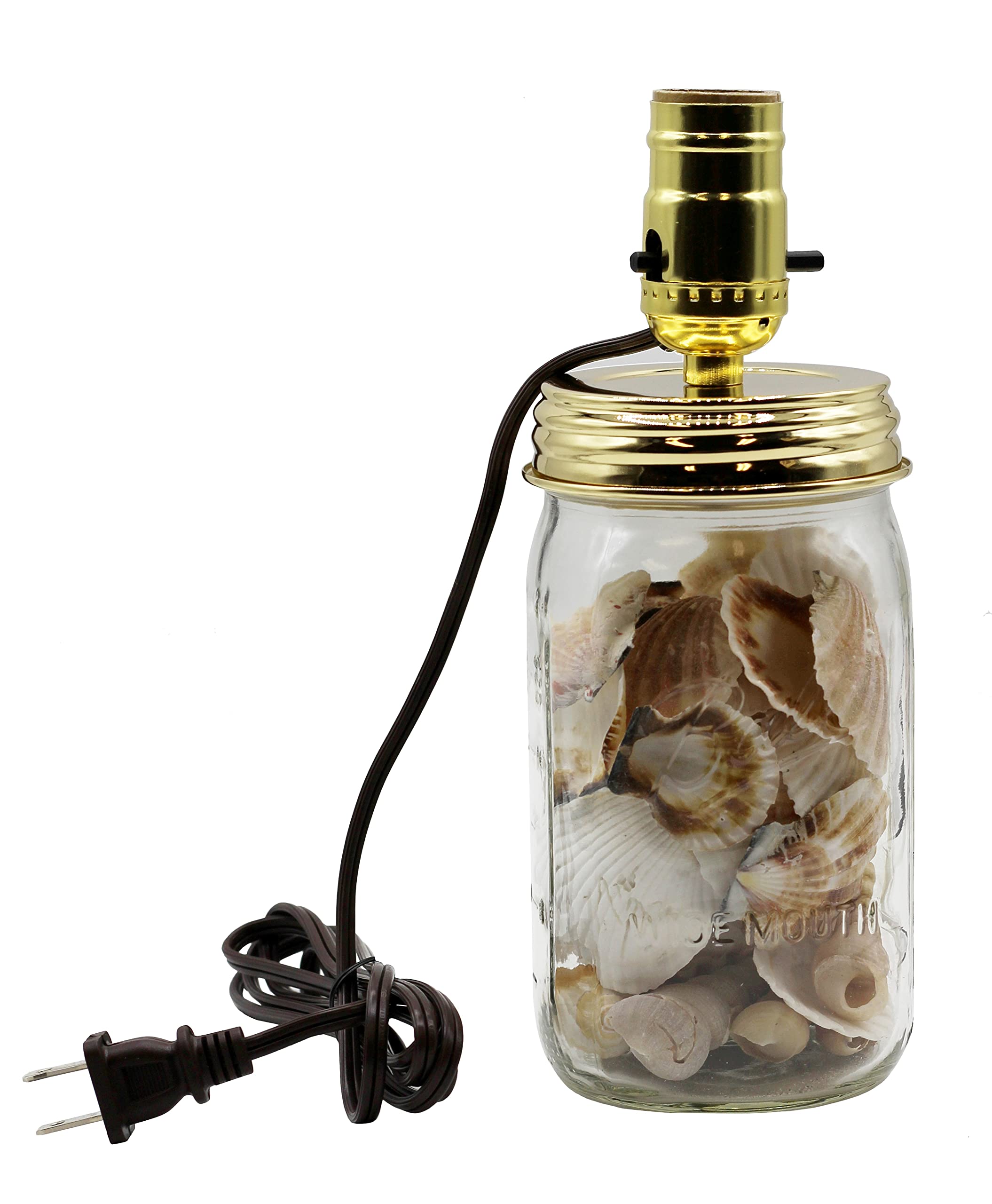 Creative Hobbies Diy Mason Jar Lamp Making Kit - Gold Color Lid & Socket Great For Lamp Conversion, Fits Wide Mouth Canning, Fru