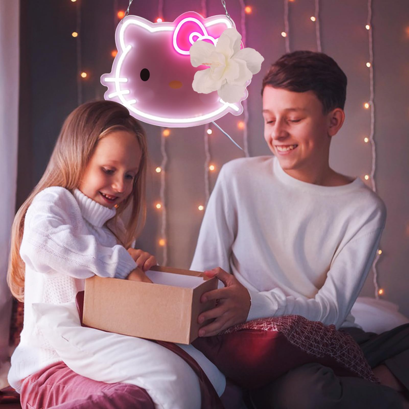 KAJHDUVQS Dimmable Cat Neon Signs Cute Neon Lights Wall Decor for Girls Room Child Bedroom Dresser Cloakroom Birthday Gifts Art