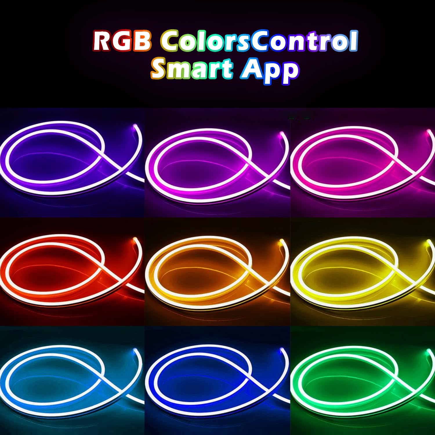 L8star RGB 16.4ft LED Neon Rope Light with Remote Control, Flexible Plastic Strip for Indoor/Outdoor Decor, Model L82M