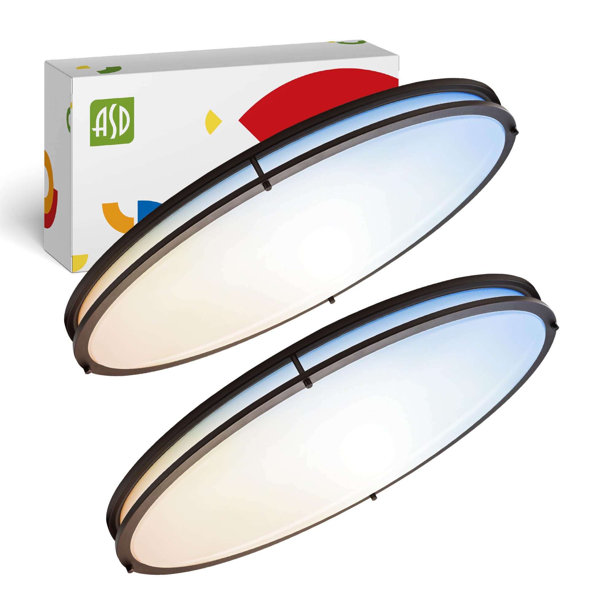 ASD LED 24 Oval Flush Mount Lighting, Close to Ceiling Light Fixture | 5CCT, Dimmable, ETL Listed | 38W 3289LM 2700-5000K 120V |