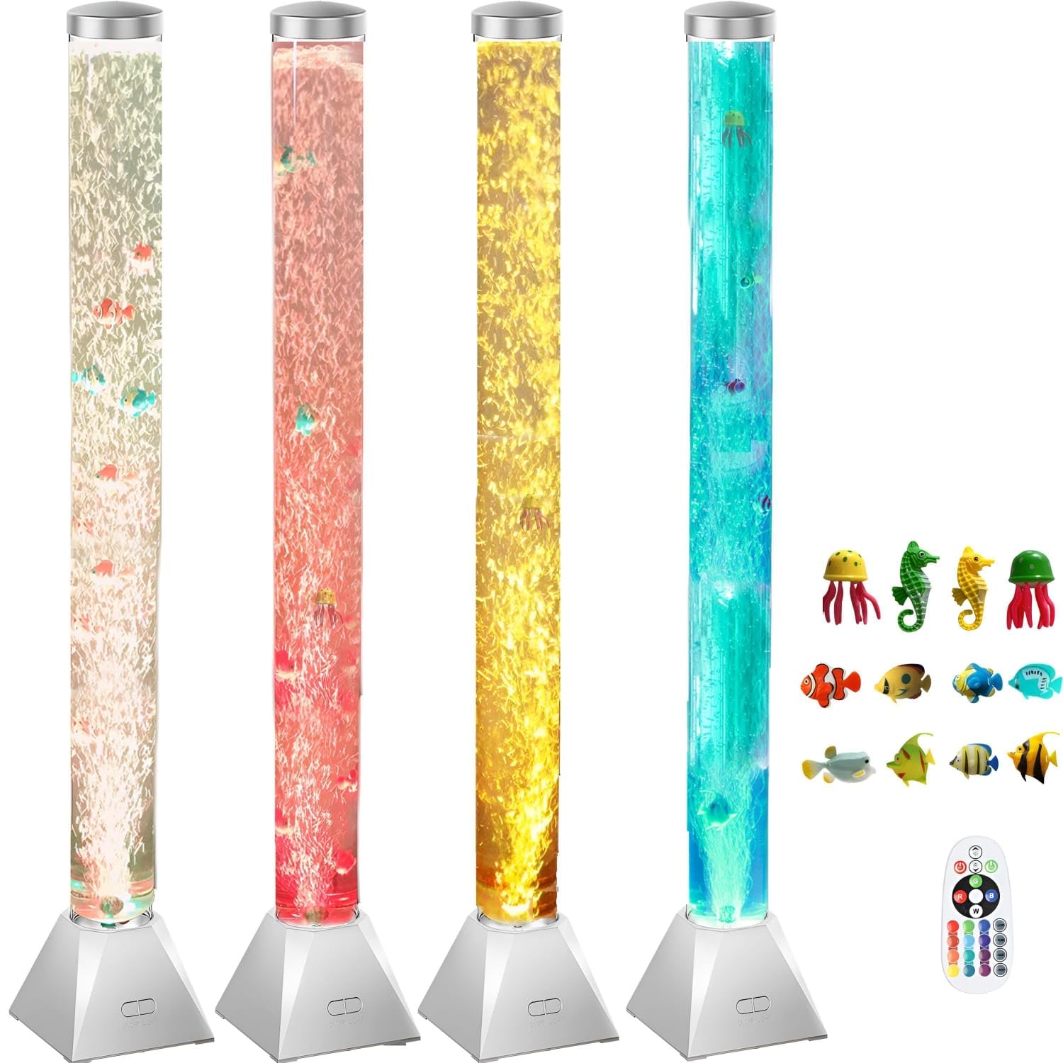 Calover 4Ft Silver Sensory Bubble Tube Floor Lamp - Simulated Aquarium Relaxing Mood Light For Sensory Rooms  Home  Office | Perfect Christmas  Birthday Gift For Kids  mature-themeds  Autism Therapy