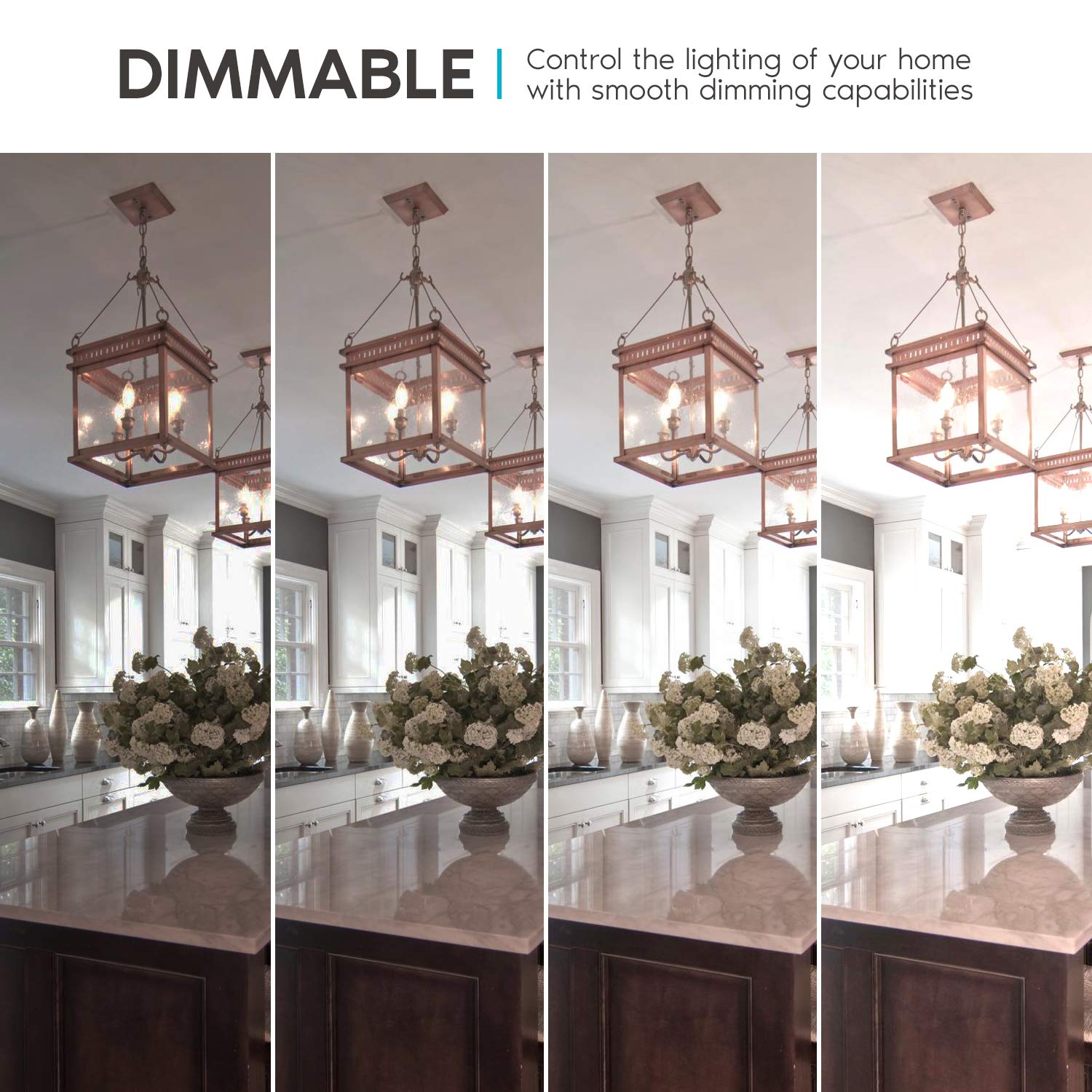 LUXRITE Vintage Candelabra LED Bulbs 4W Dimmable 400 Lumens 3000K Soft White E12 Base, Glass, 6 Pack
