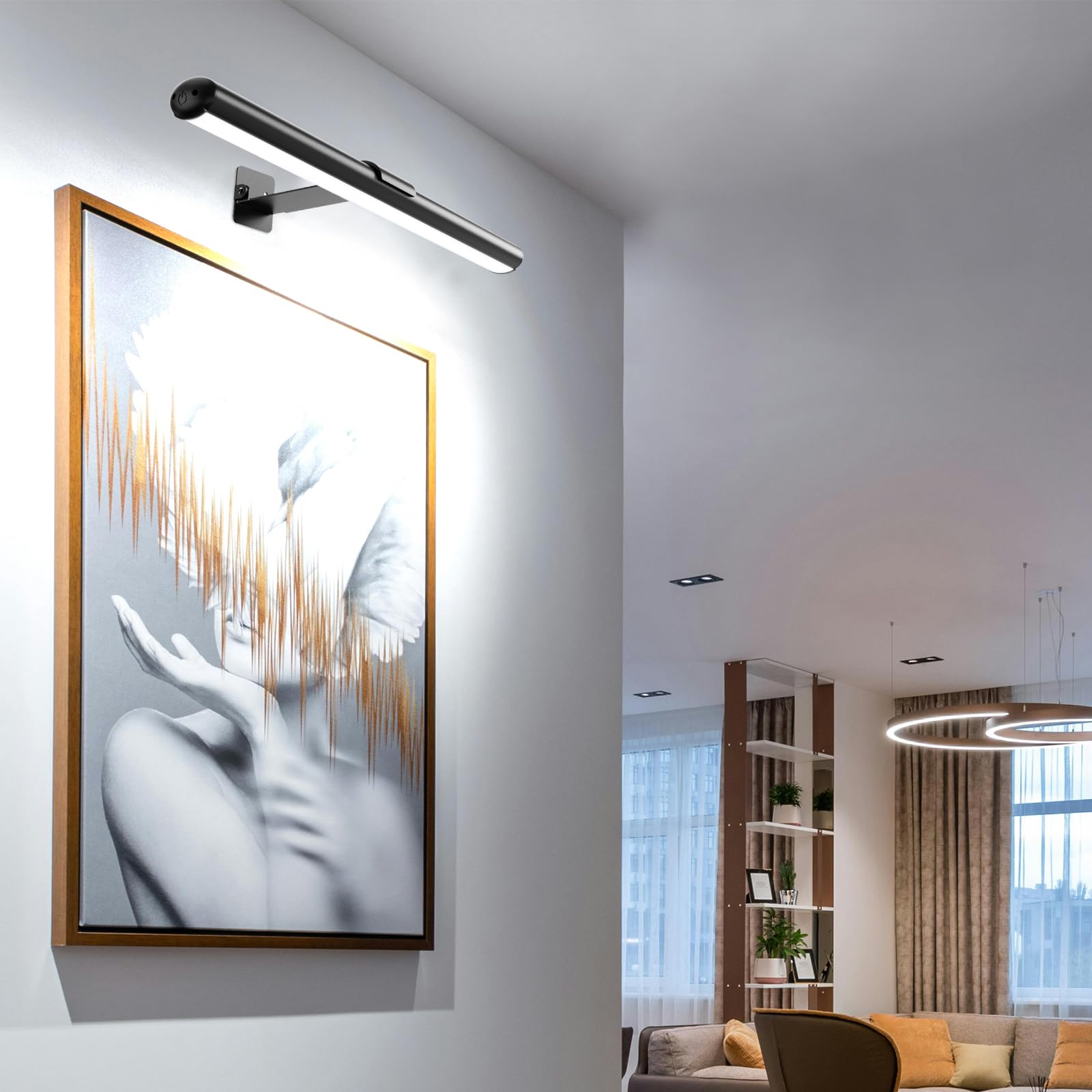 Swatia Picture Light, 3Cct Dimmable, Rechargeable Painting Light With Remote Operation, 16 Inch Battery Powered Wall Light, 300