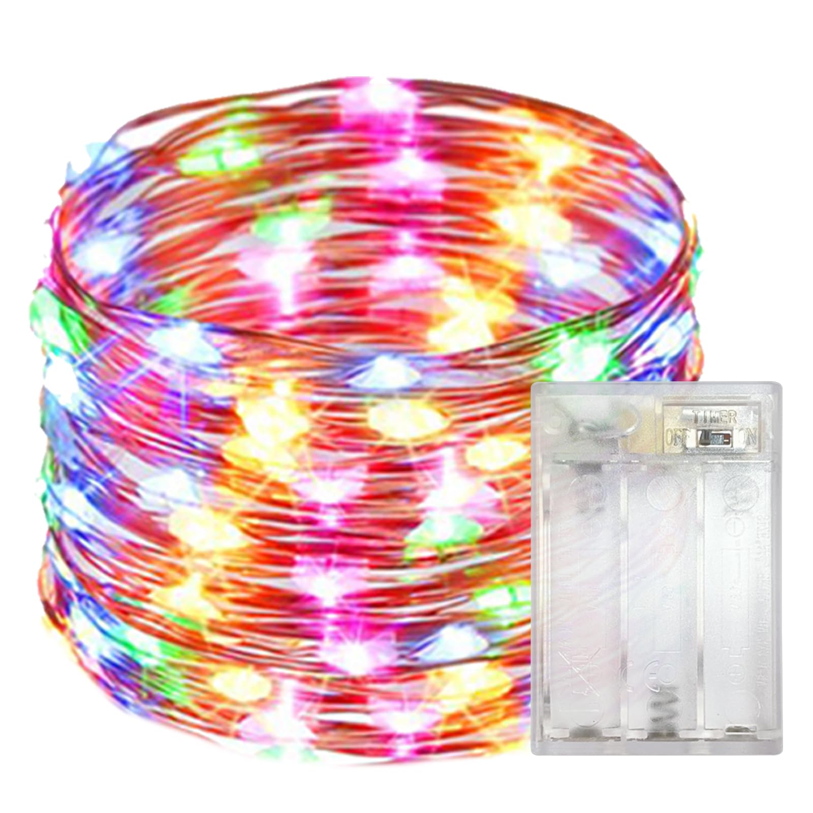 Yalilong with Timer Function Battery Operated Dewdrop Led Lights,Mini Fairy Lights for Home Parties Christmas/Halloween Holiday Decoration,6 Hours on/18 Hours Off,30 LEDs,10 Feet (Multi Color, 1)