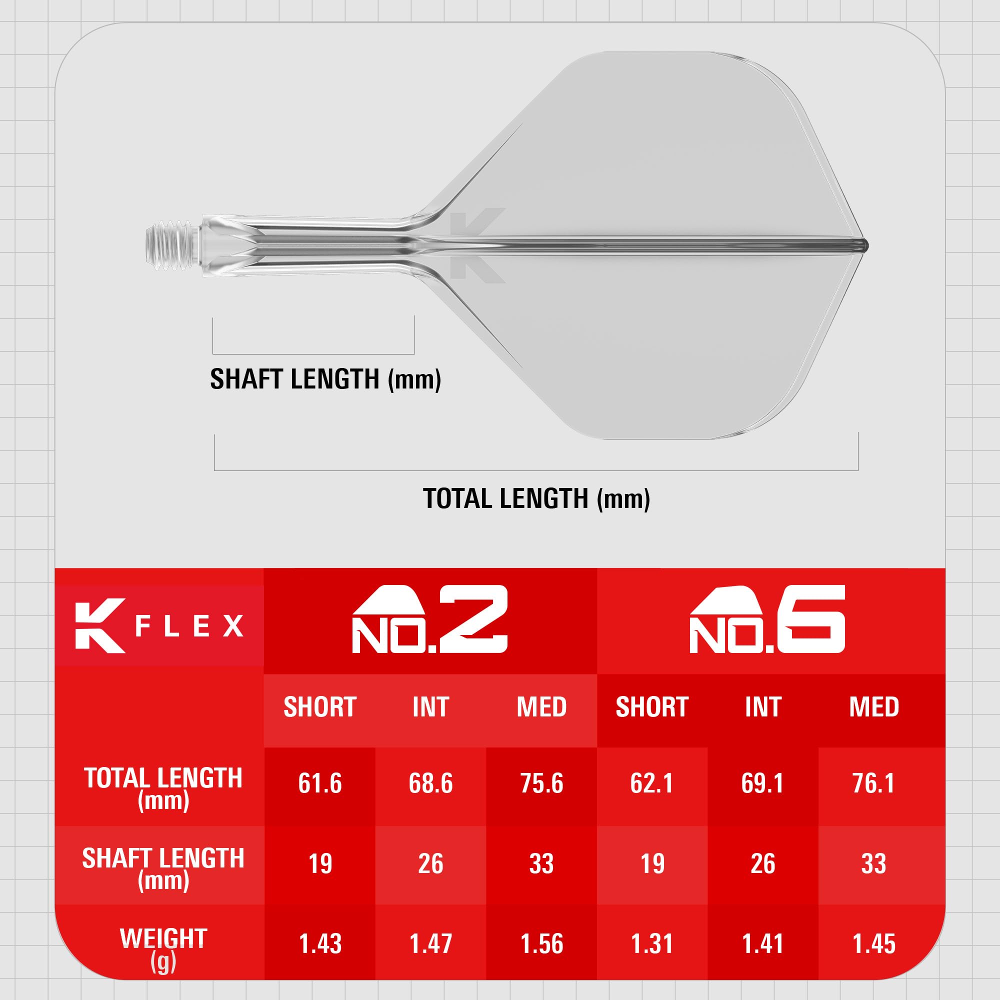 Target Darts K Flex Integrated Dart Flights And Shafts  No.2 Clear (Medium) | Pack Of 3 K-Flex - No2  Kflex All In One Moulded Dart Flight & Stem | Professional Dart Accessories