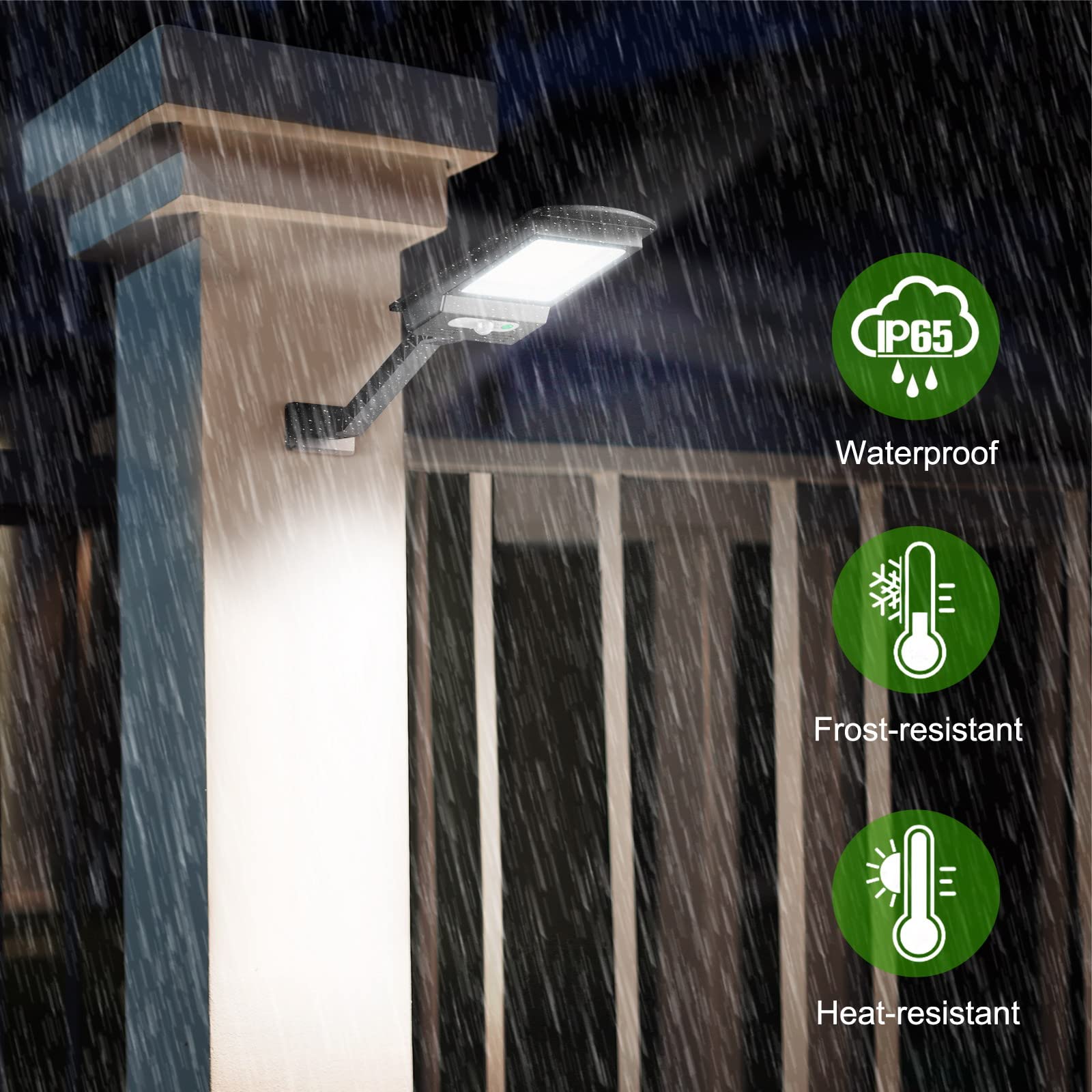 Engrepo Solar Lights Outdoor, 1000Lm Motion Sensor, Waterproof Flood Light, 2 Pack, Black