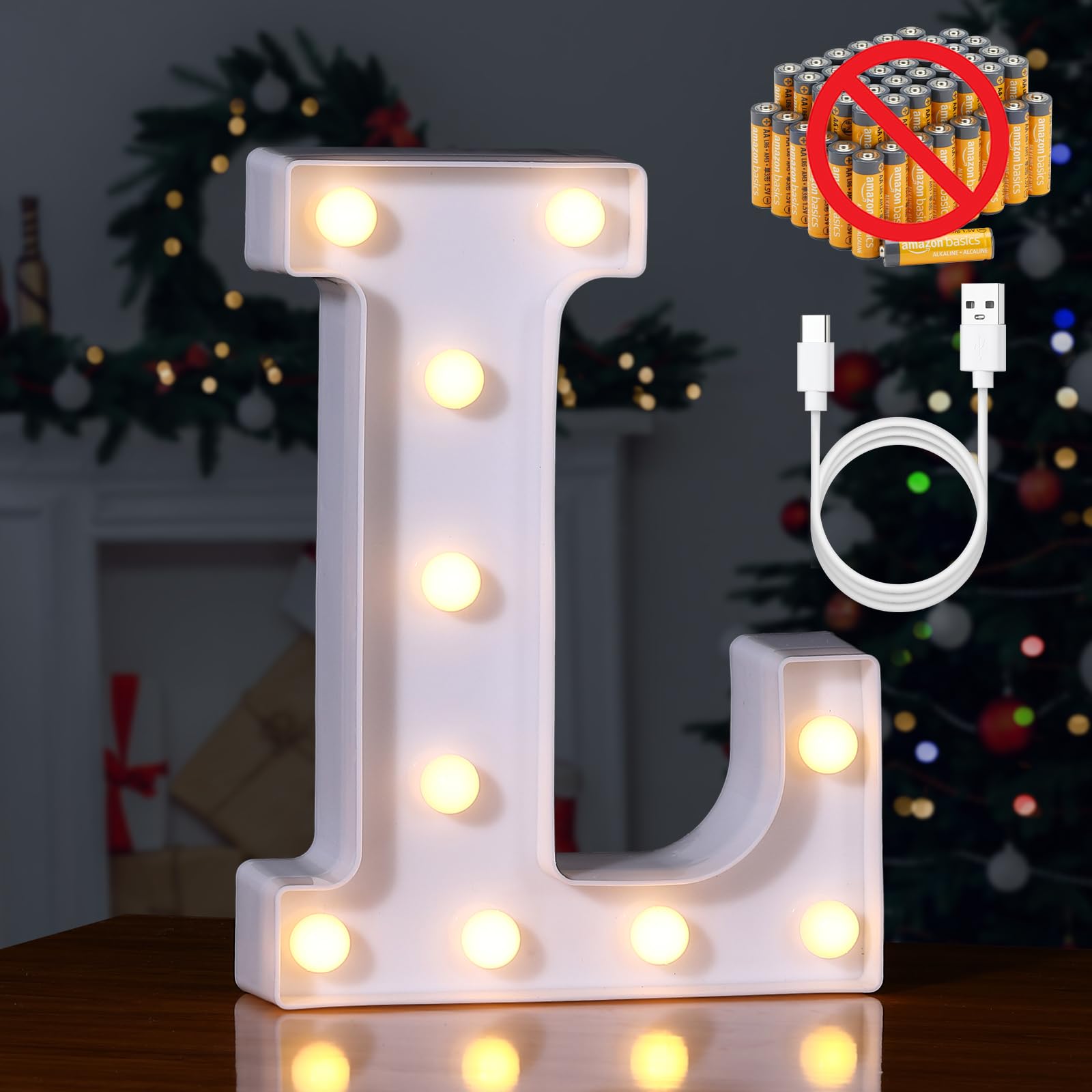 Foaky Rechargeable LED Marquee Light Sign for Home Bar Decoration, Warm-Rechargeable, L, Plastic