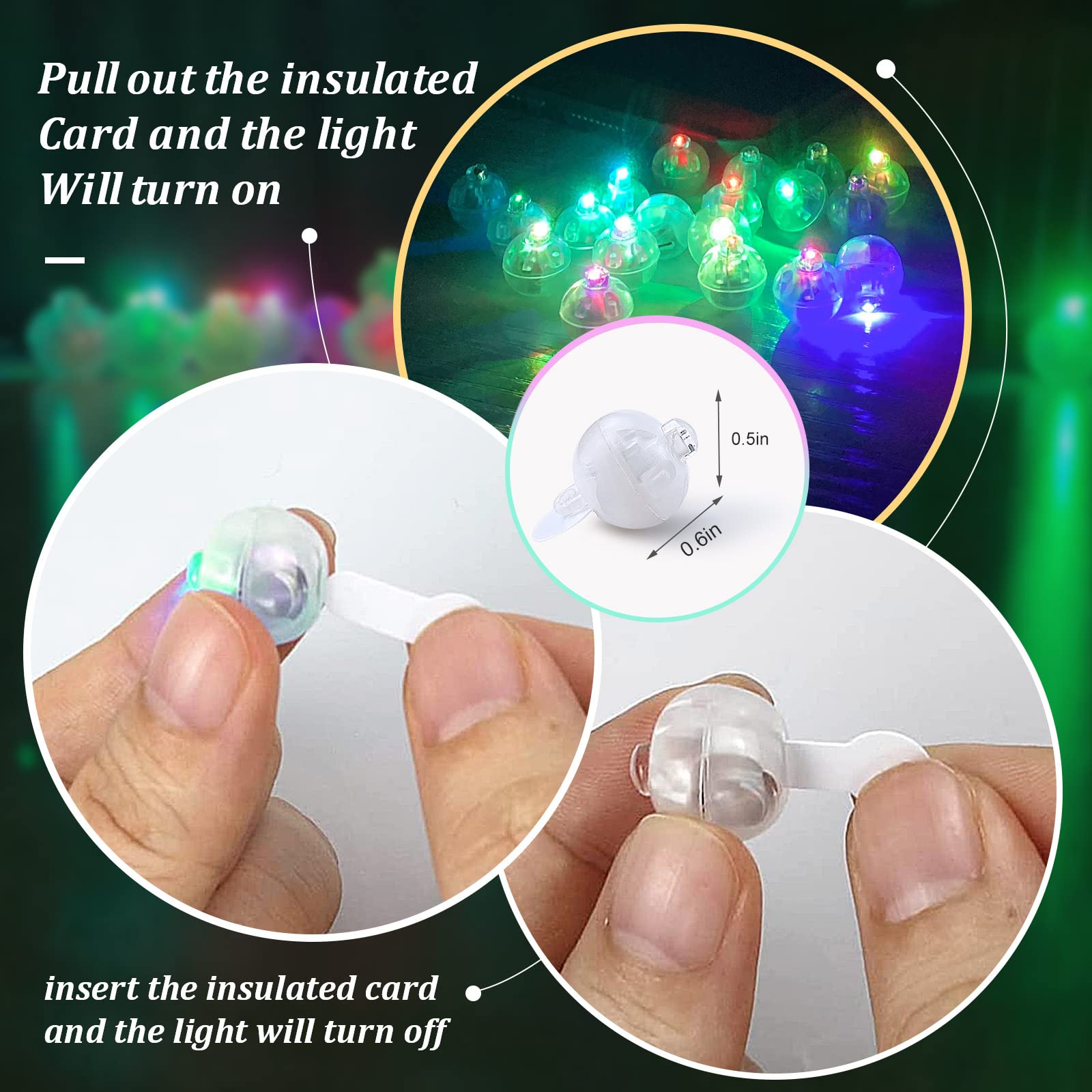 100 Pcs 10 Colors Balloon Lights, Led Assorted Colors Flash Lights, Mini Ball Lights Round Led Ball Lamp For Paper Lantern Ballo