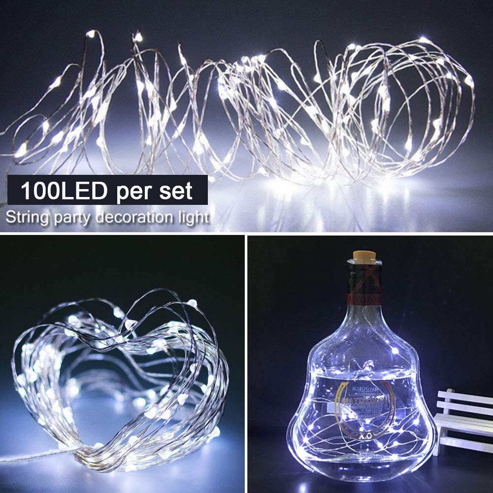 Twinkle Star 33FT 100 LED Silver Wire String Lights Fairy Lights Battery Operated for Christmas Wedding Party Home Holiday Decor