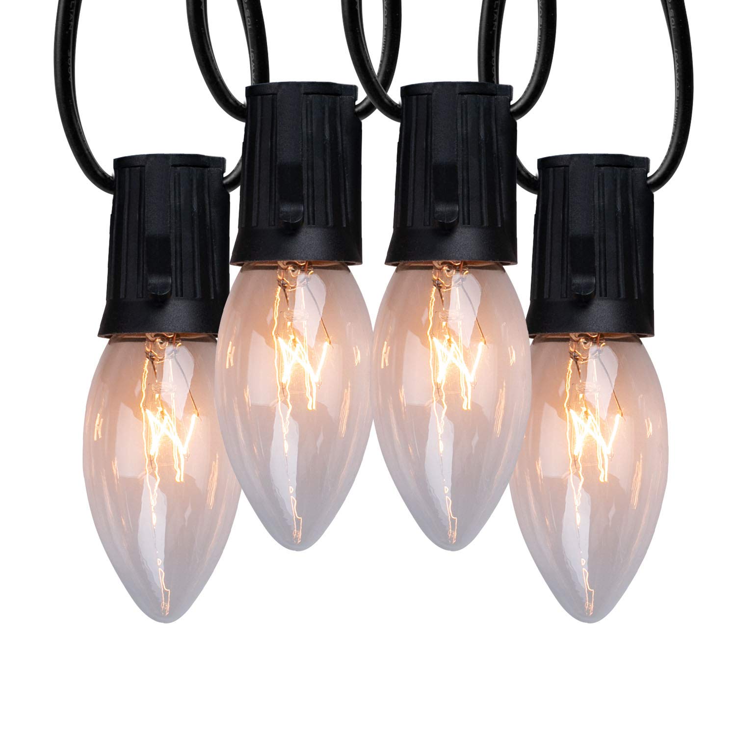 C9 Clear Christmas String Light Set, 25 Feet Vintage Christmas Tree Lights, Outdoor Roofline String Lights with 25 Clear Bulbs f