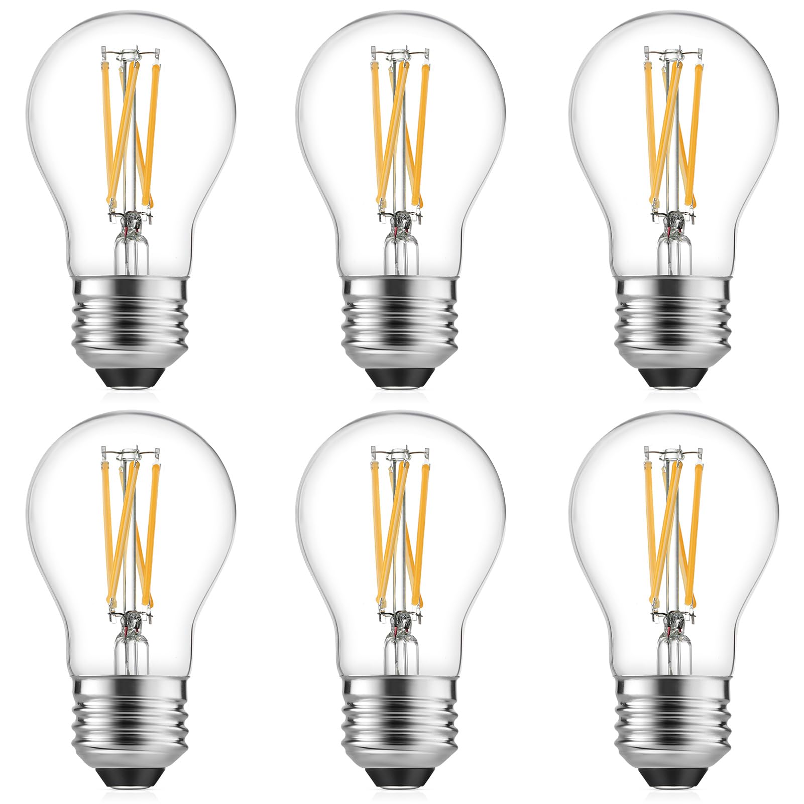 Gozelux A15 LED Bulbs - Vintage Edison Bulbs, Dimmable, Clear Glass, E26 Medium Base, 6W (60W Equivalent), 2700K Warm White, 700