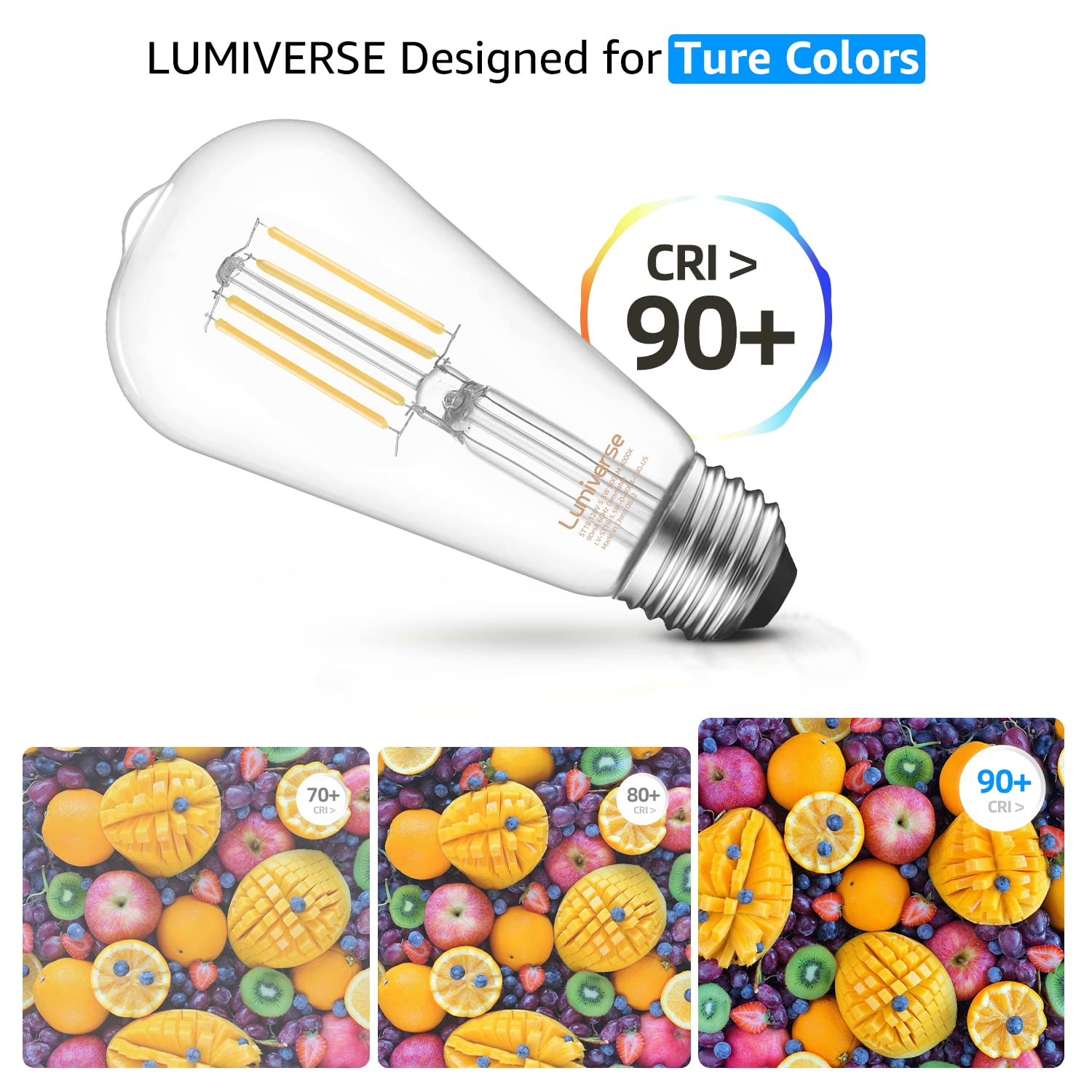 St19 Dimmable Led Edison Bulb, 5.5W (60W Equivalent) 500Lm, Cri 95+, 4000K Cool White, E26 Medium Base, Vintage Filament, Clear