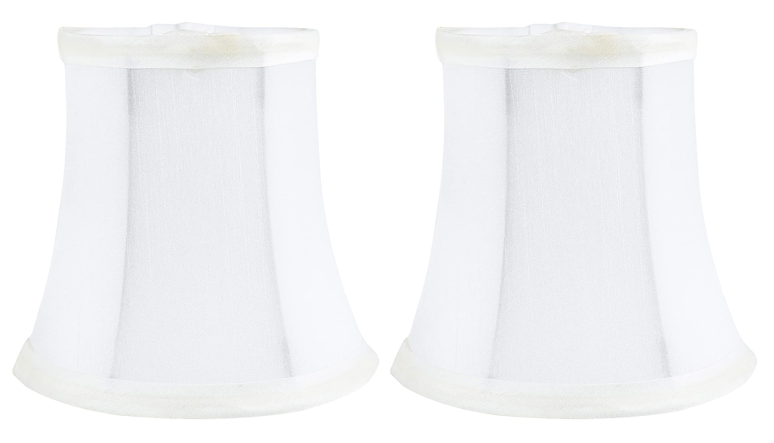 MERIVILLE Faux Silk Chandelier Lamp Shades Set of 2 Softback Bell Off White 3.5in x 5in x 4.75in Clip-On Fitter for Candelabra