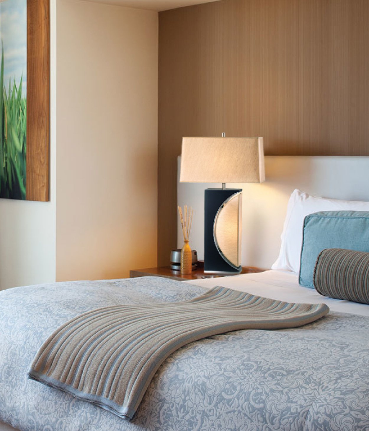 Nova Of California Half Moon Table Lamp With Nightlight 30&quot; Dark Brown & Brushed Nickel Modern Lamp With 4-Way Rotary Switch, Ideal For Bedrooms