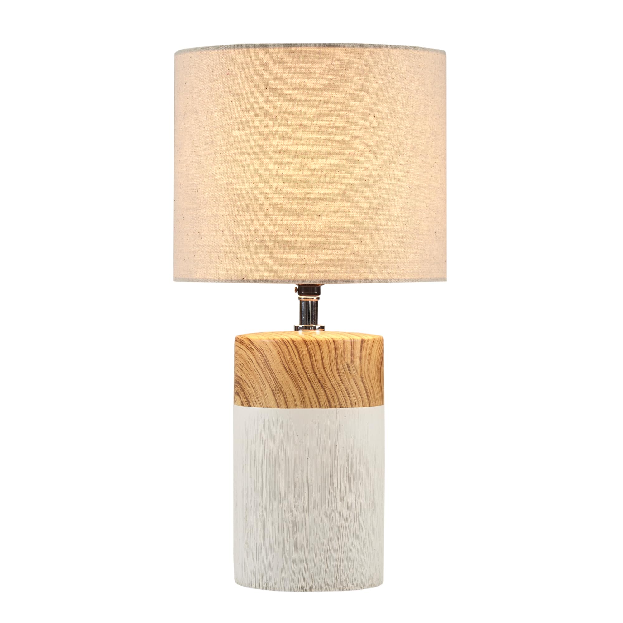 510 Design Nicolo Table Lamp - Modern 2-Tone Ceramic, Woodgrain Finish, 17.35 H, Cream, Nightstand/Desk Lamp, Model 5Ds153-0036