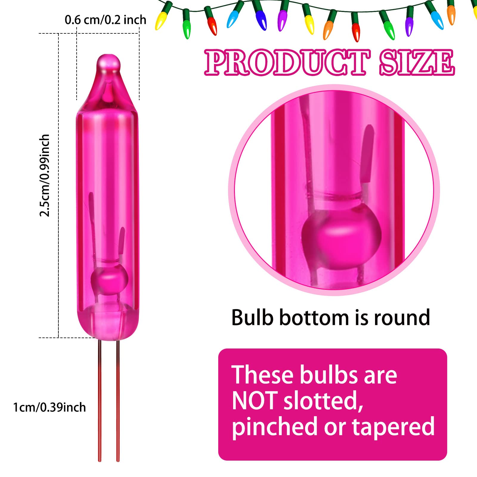 Mudder 200 Count 2.5V Christmas 50/100/150/200 Count Mini Incandescent Wire String Lights Replacement Bulbs Indoor/Outdoor Christmas Lights Decorations For Home Xmas Tree (Pink)