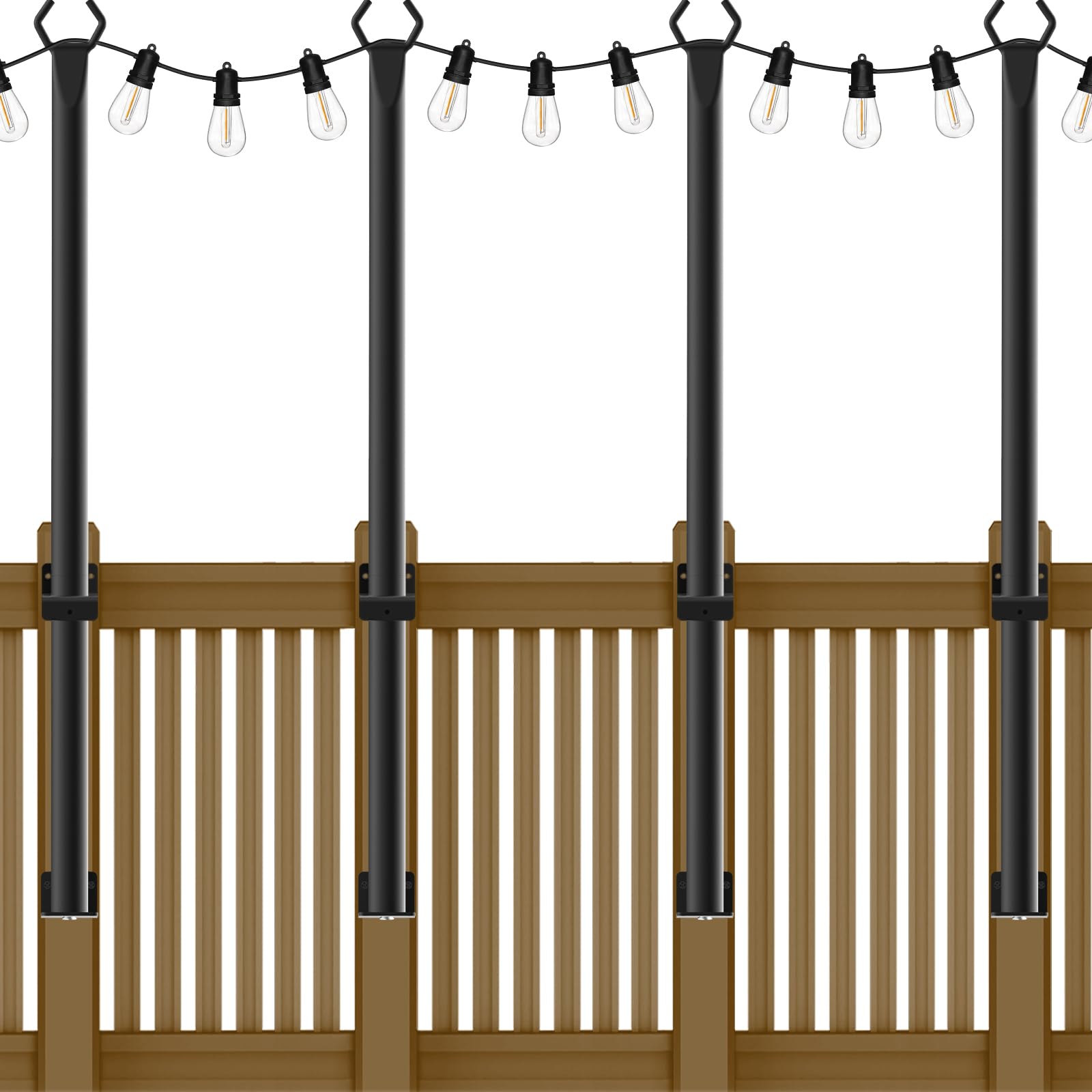 NUERPO 4 Pack String Light Poles,5Ft Metal Poles with Fork for Outdoor String Lights,Outdoor Light Poles with Fork,Poles/Post/St