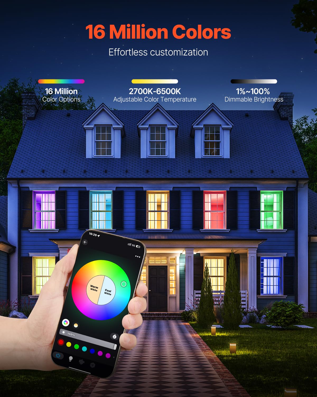 VEVOR Smart Light Bulbs, A19 E26 Smart Bulb That Work with Alexa & Google Assistant, WiFi & Bluetooth LED Light Bulbs with RGB C