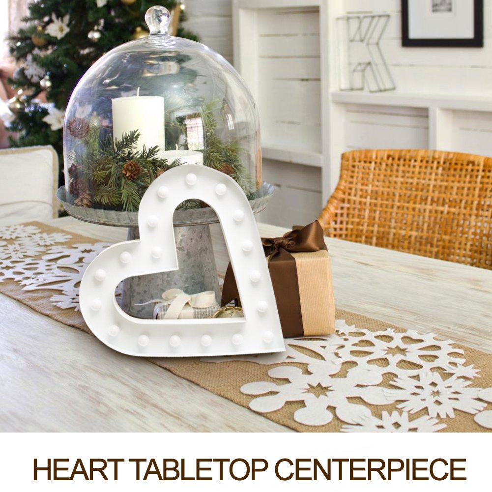 Bright Zeal 12 Inch Lighted Heart Marquee - White LED Decoration with Timer - Model 10511 for Valentine's Day & Weddings