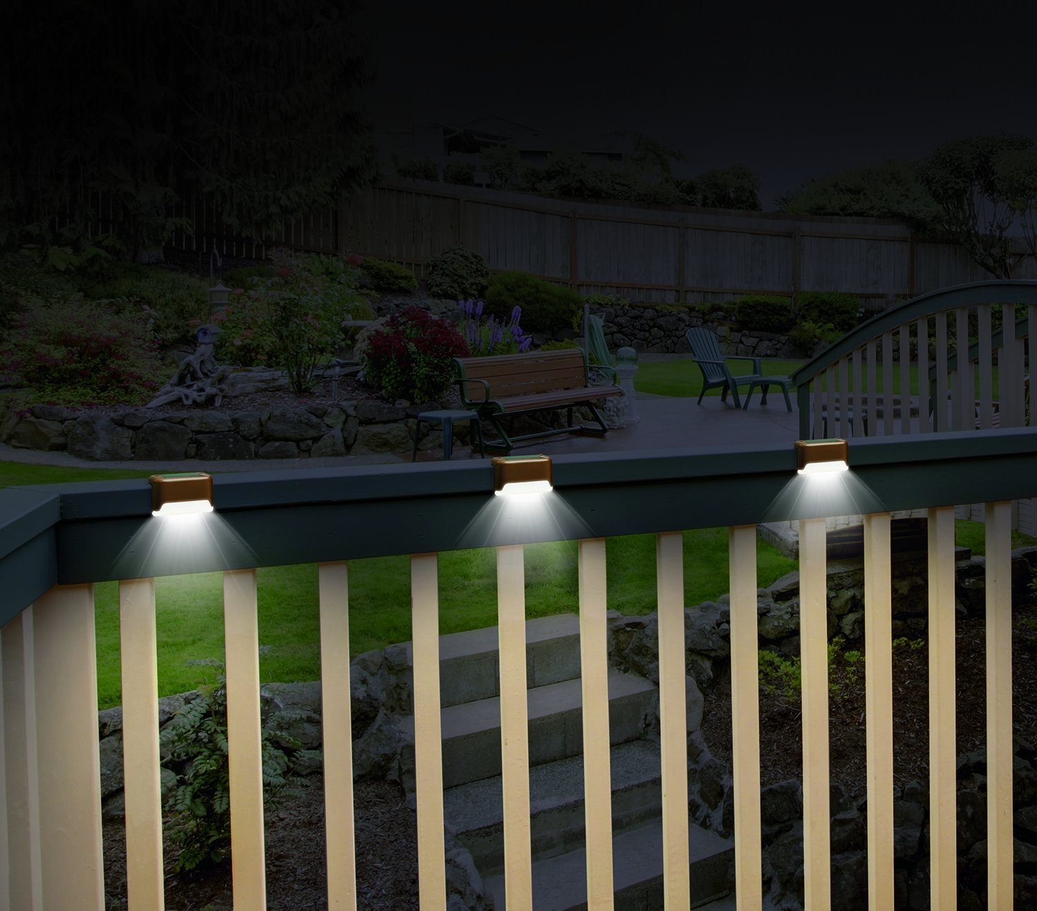 IdeaWorks Solar Deck Lights JB7816, Small, Brown, Durable Plastic, Powered S/3 Set