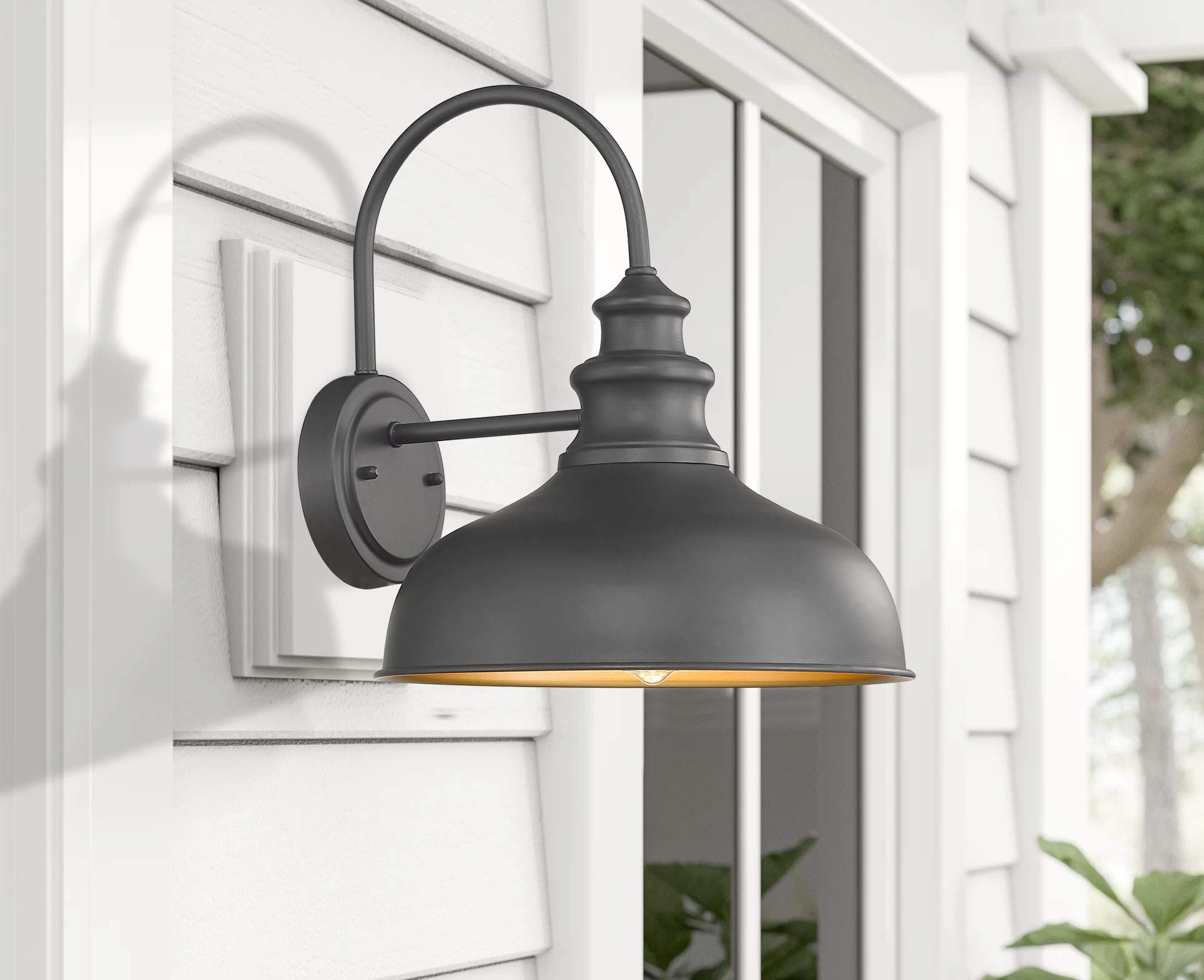 Bestshared Outdoor Wall Sconce - Vintage Black Metal Barn Light, 11.4" Industrial Fixture for Porch, Entryway, Garage