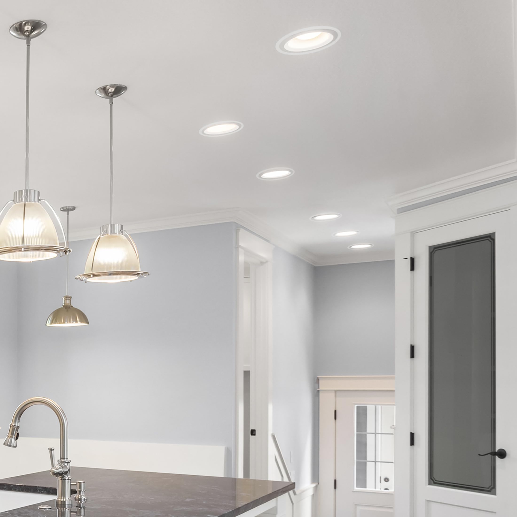 Maxxima 12 Pack 4" Goof Rings for Recessed Lights, White Plastic Trim Ring, Model MRL-4RING-12, Durable Design