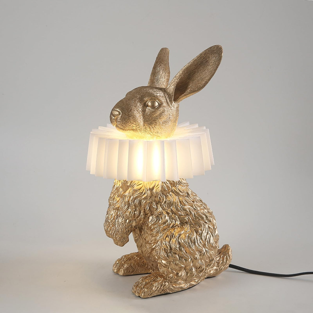 Large Rabbit Table Lamp LAZHUG Scarf Rabbit Table Lamp, Gold Standing, Resin Crafted, USB Plug ...