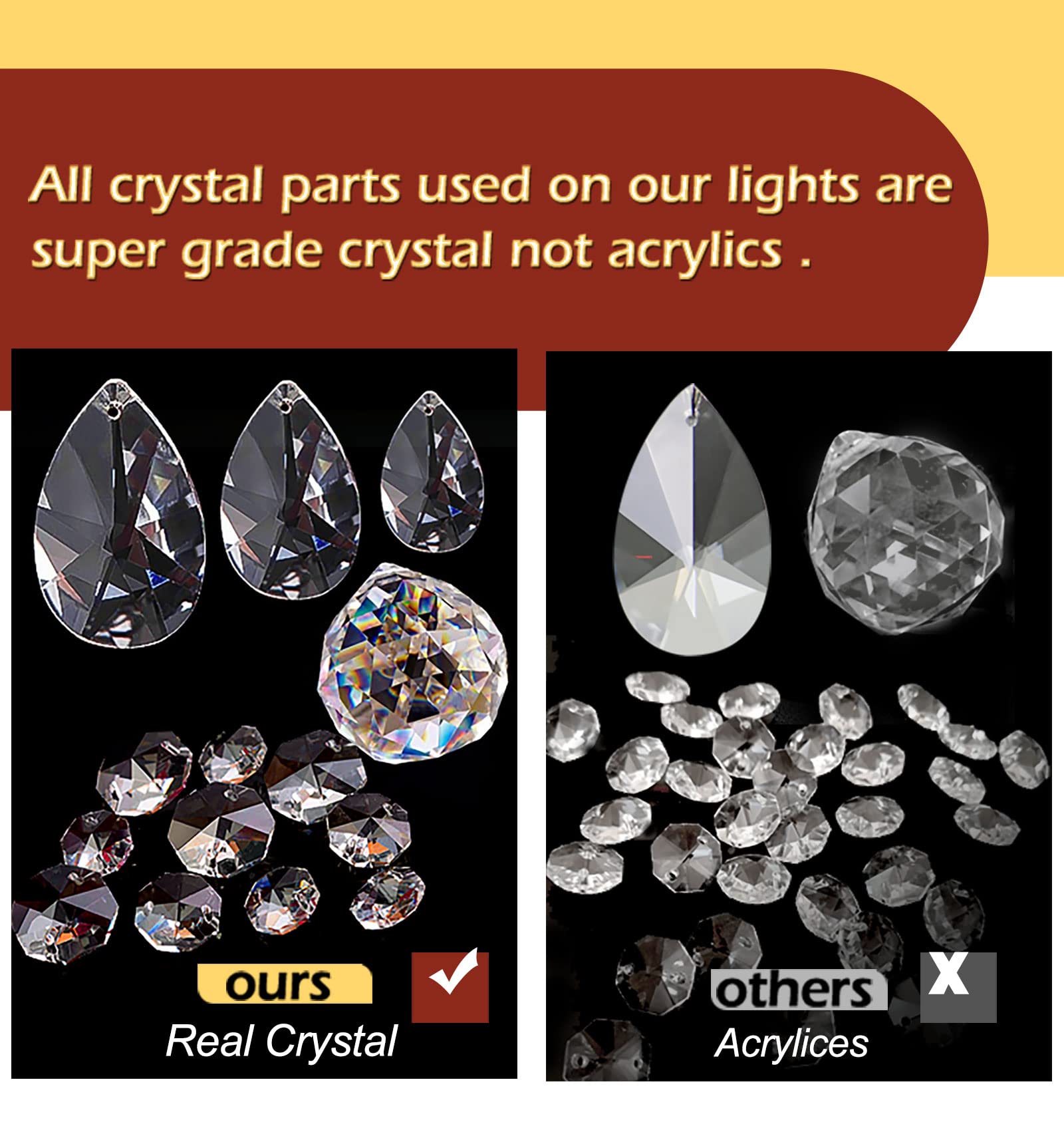 Ganeed K9 Crystal Chandelier - 3-Light Pendant Light, Golden Iron & Crystal, Ideal For Living Room, Bedroom, Restaurant, Hallway
