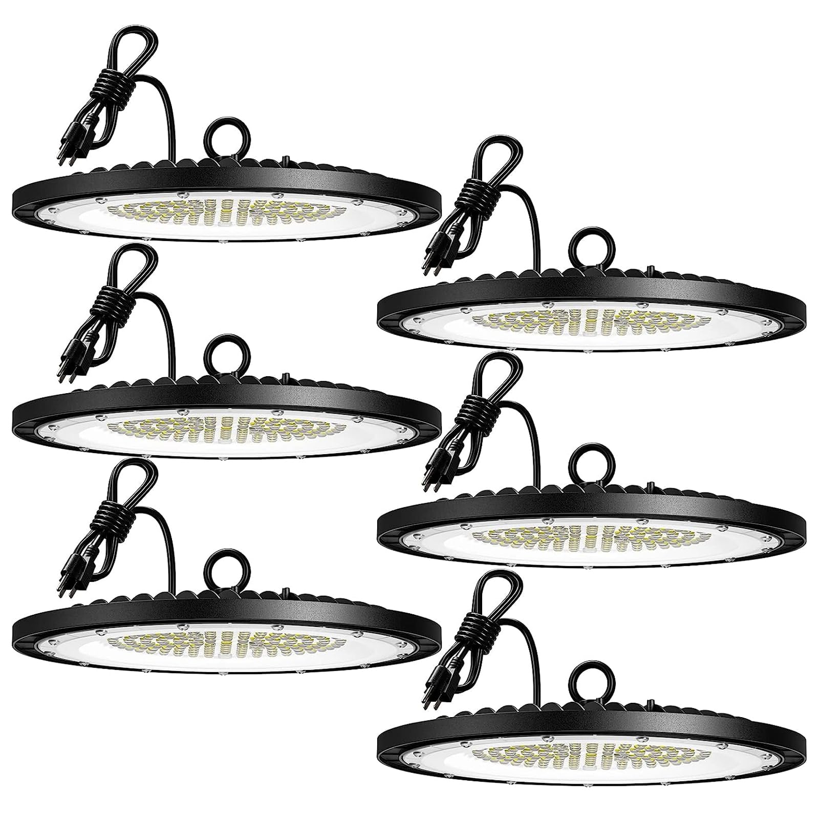 Amico LED High Bay Light 150W 21000lm 5000K Aluminum Black 6 Pack Model MF060018