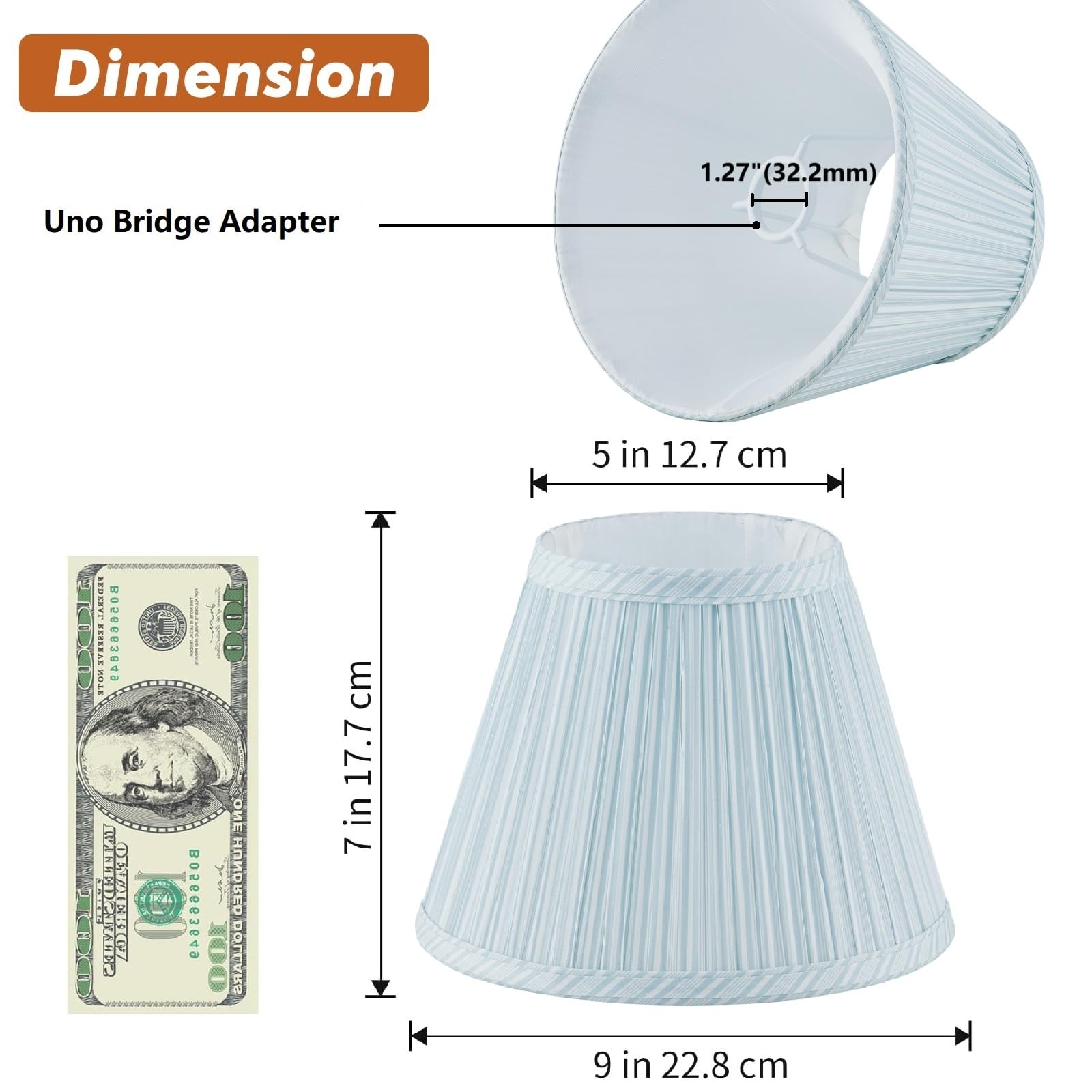 JIAOGEPENGYOU Uno Lamp Shade, Pleated Fabric Drum Shade, 5in Top x 9in Bottom x 7in Slant Height, Light Green