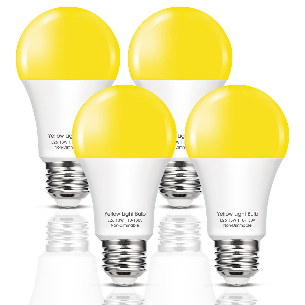 Flaspar 150W Equivalent Yellow Led Bug Light Bulbs Outside, A19 Led Yellow Bug Bulb Outdoor, 13W Amber Porch Light Bulb, E26 Bas