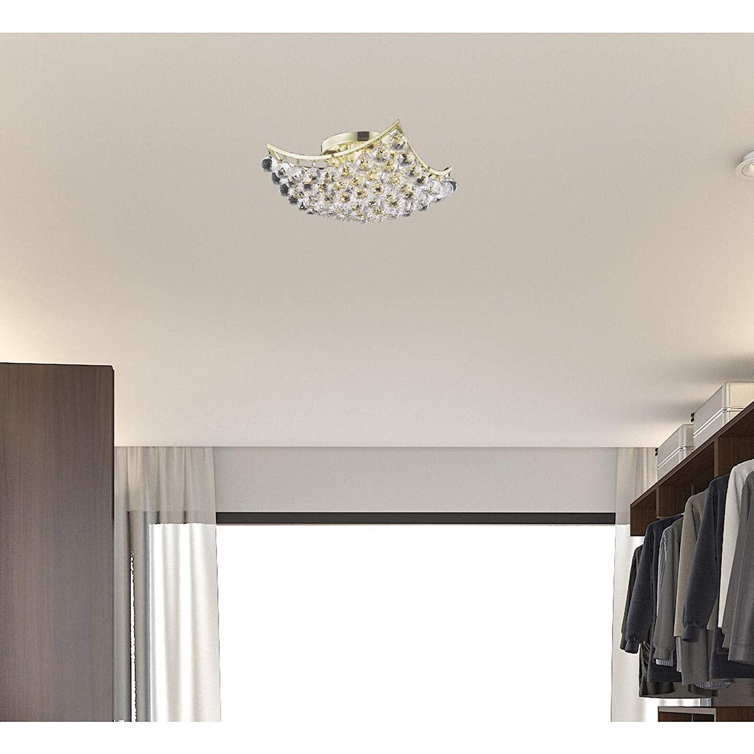 Clara Collection Flush Mount D14in H7in Lt:4 Gold Finish