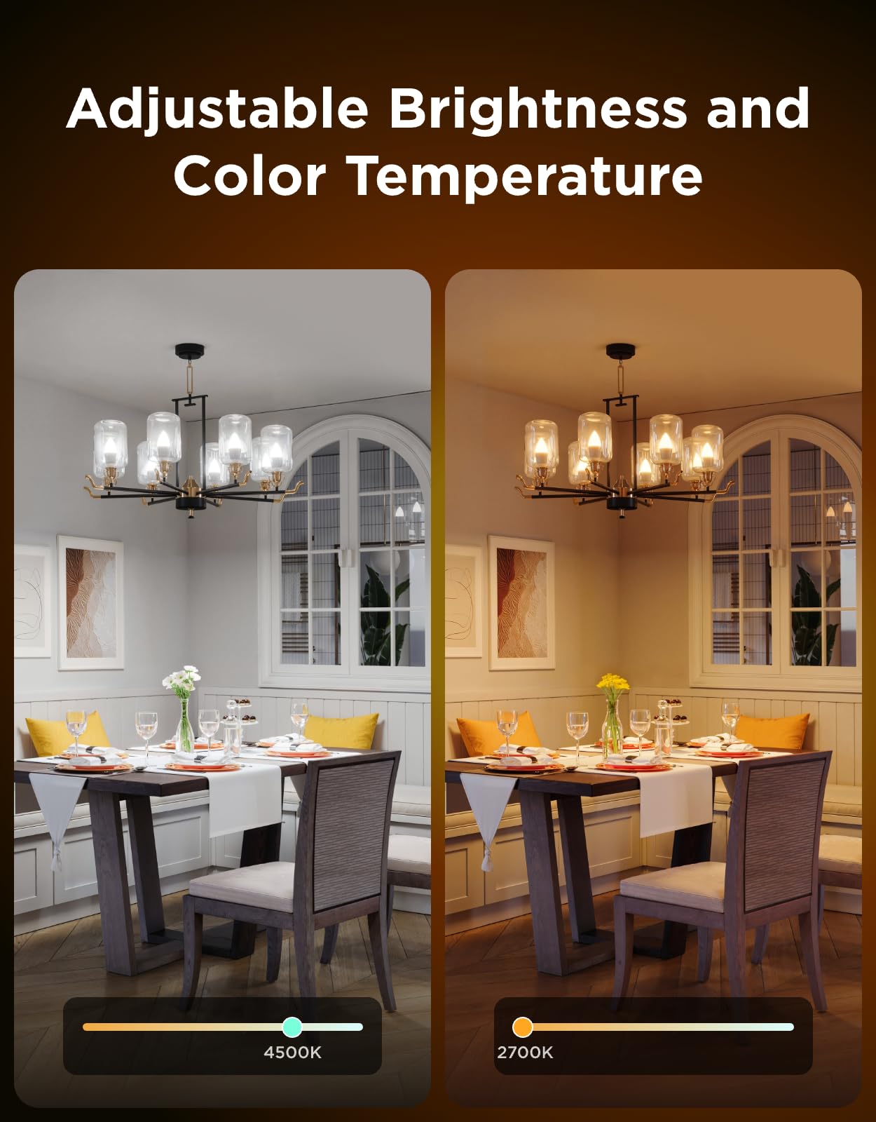 Govee E12 Smart LED Bulbs, RGBWW Color Changing, 40W Equivalent, 450 LM, Candelabra, WiFi Compatible, 6 Pack