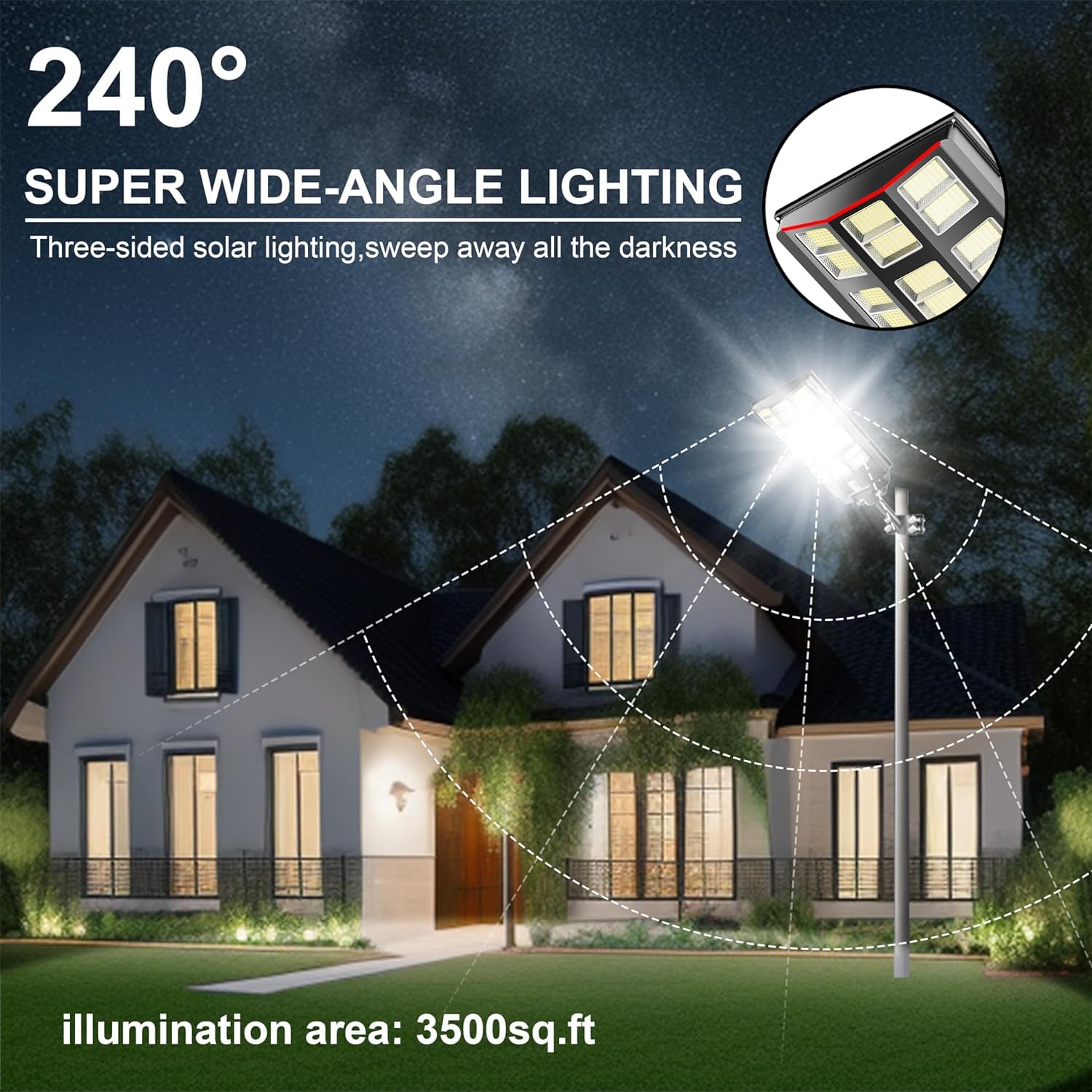 Xcqmhf 2-Pack Solar Street Light Dusk To Dawn 3200W, 480000Lm, 7000K Brightness, Ip67 Waterproof, Motion Sensor, Lights Outdoor