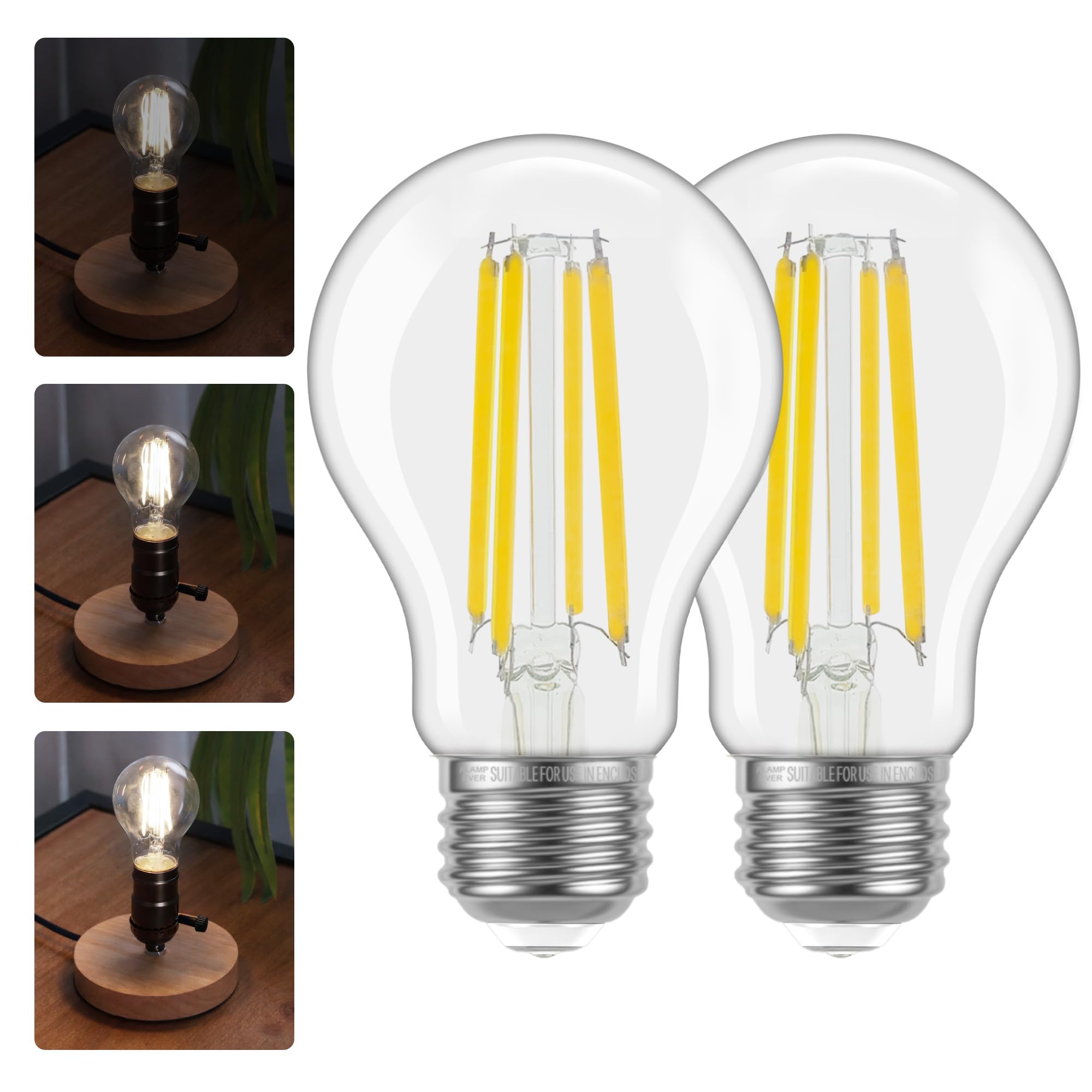 ALAMPEVER 3 Way Light Bulbs 2 Pack, 30/70/100W Equivalent, Bright A19 LED Light Bulb, 5000K Daylight White, 500/1000/1600LM, 4/8
