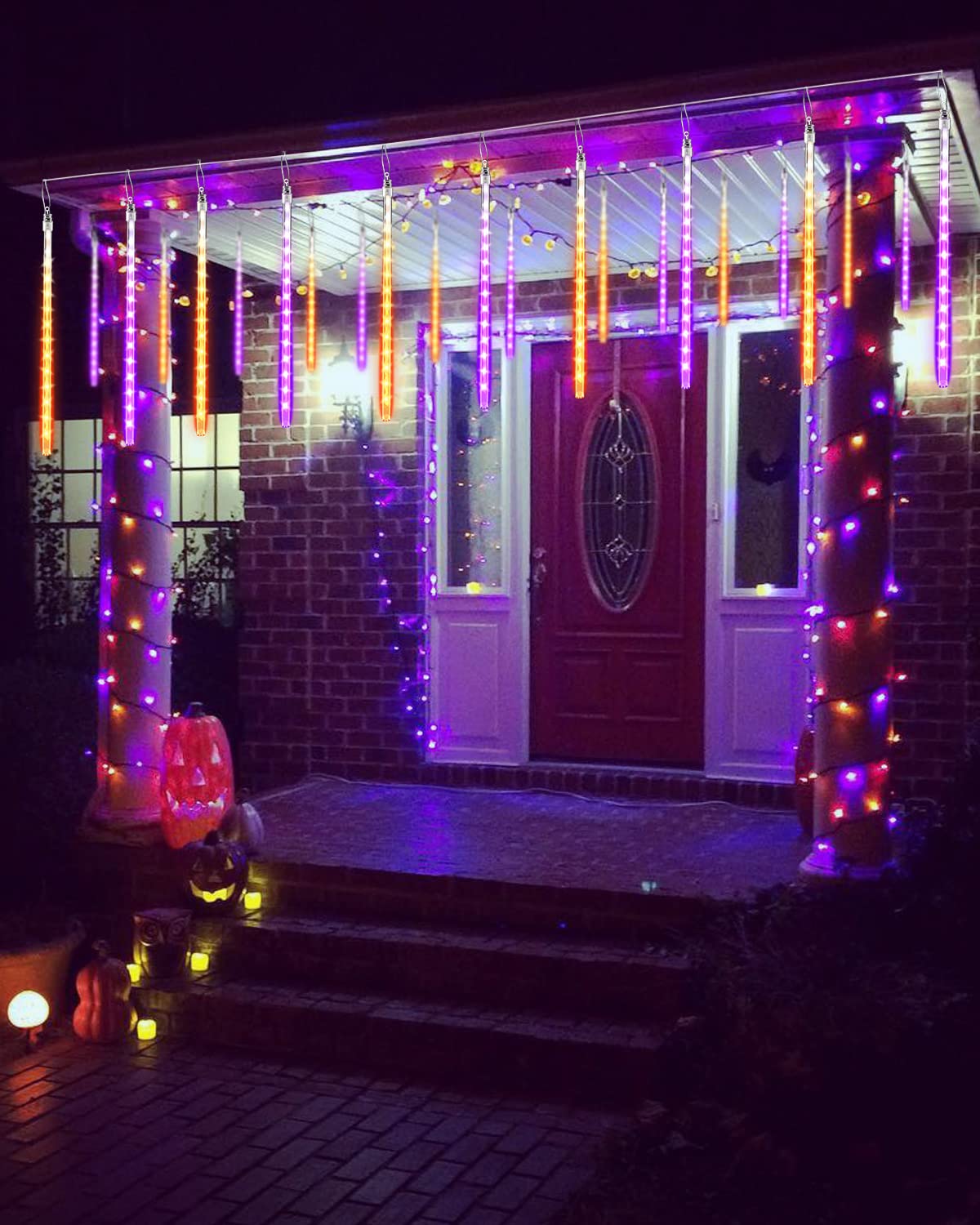 Halloween Lights Outdoor 10 Tubes 240 Led Raindrop Meteor Shower Icicle Light With Timer Function Cascading Falling Rain Lights