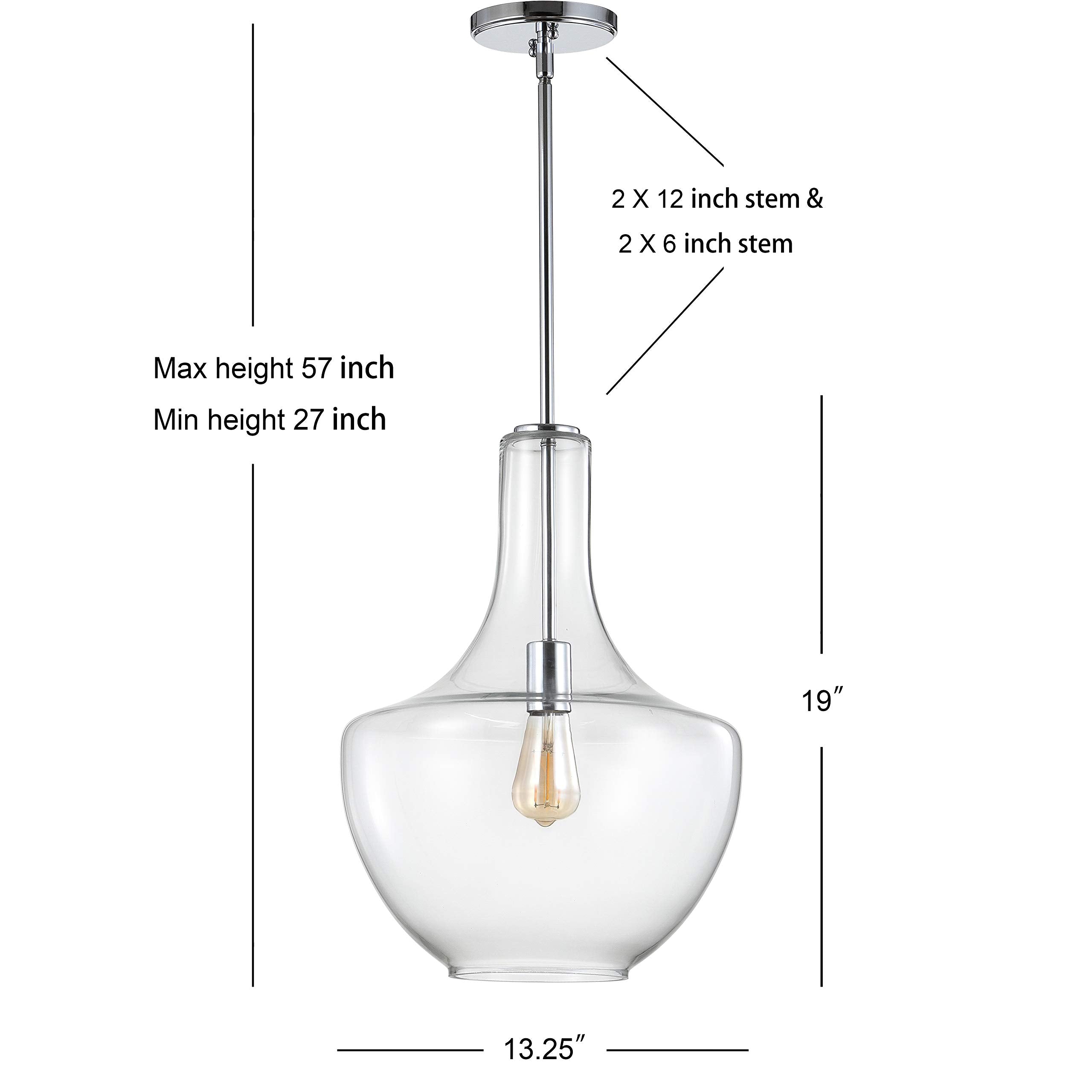 Jonathan Y Jyl6401A Watts 13.25'' Glass/Metal Led Pendant Farmhouse Contemporary Dimmable Dining Room Living Room Kitchen Foyer