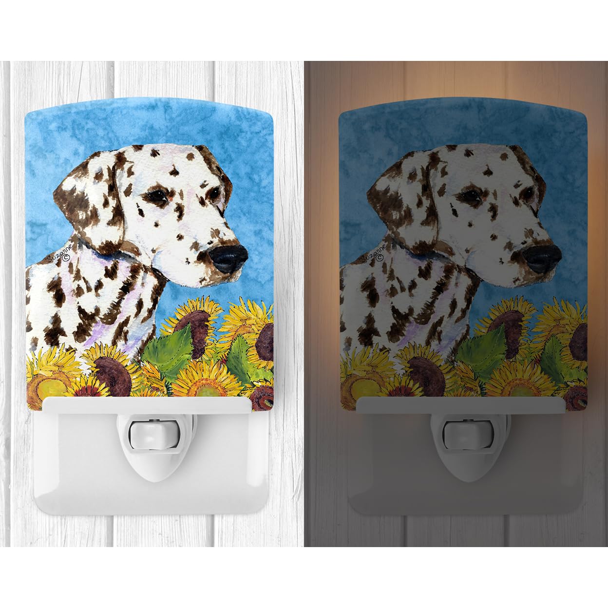 Carolines Treasures Ceramic Night Light, Dalmatian in Summer Flowers, UL-Certified, 6x4x3 inches, Model SS4238CNL, Multicolor