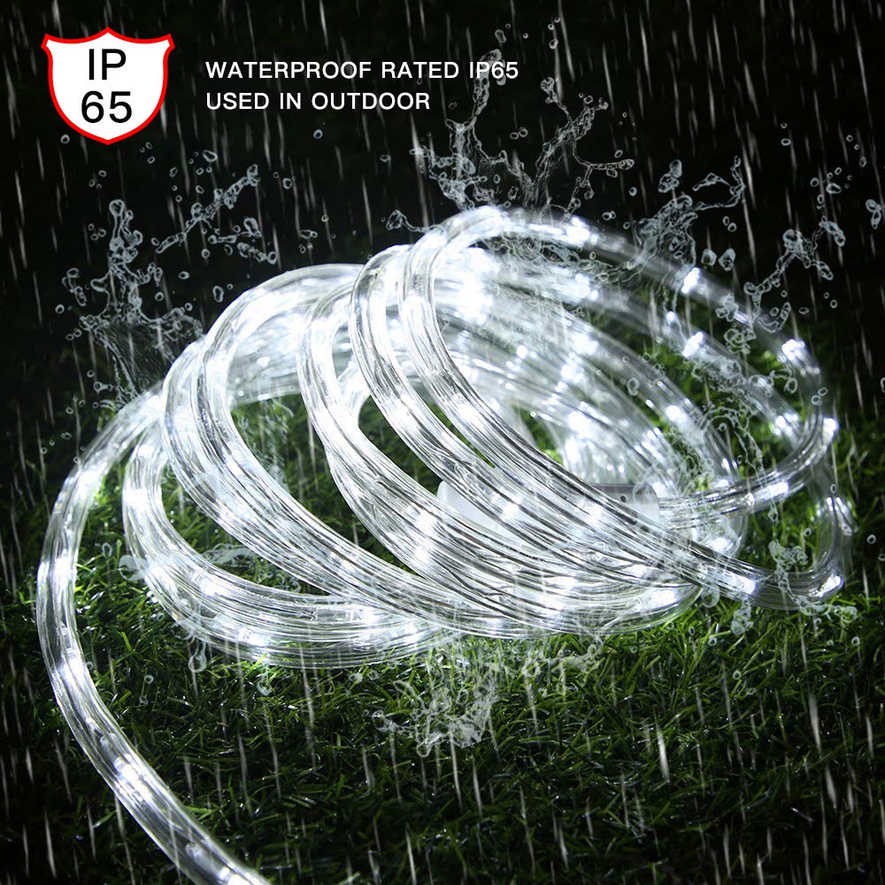 33Ft Led Rope Lights,110V 2 Wire Connectable Christmas Rope Lights Outdoor,240 Led Waterproof Indoor Outdoor White Rope Lights For Deck, Patio, Pool, Camping, Landscape Lighting (Daylight White)